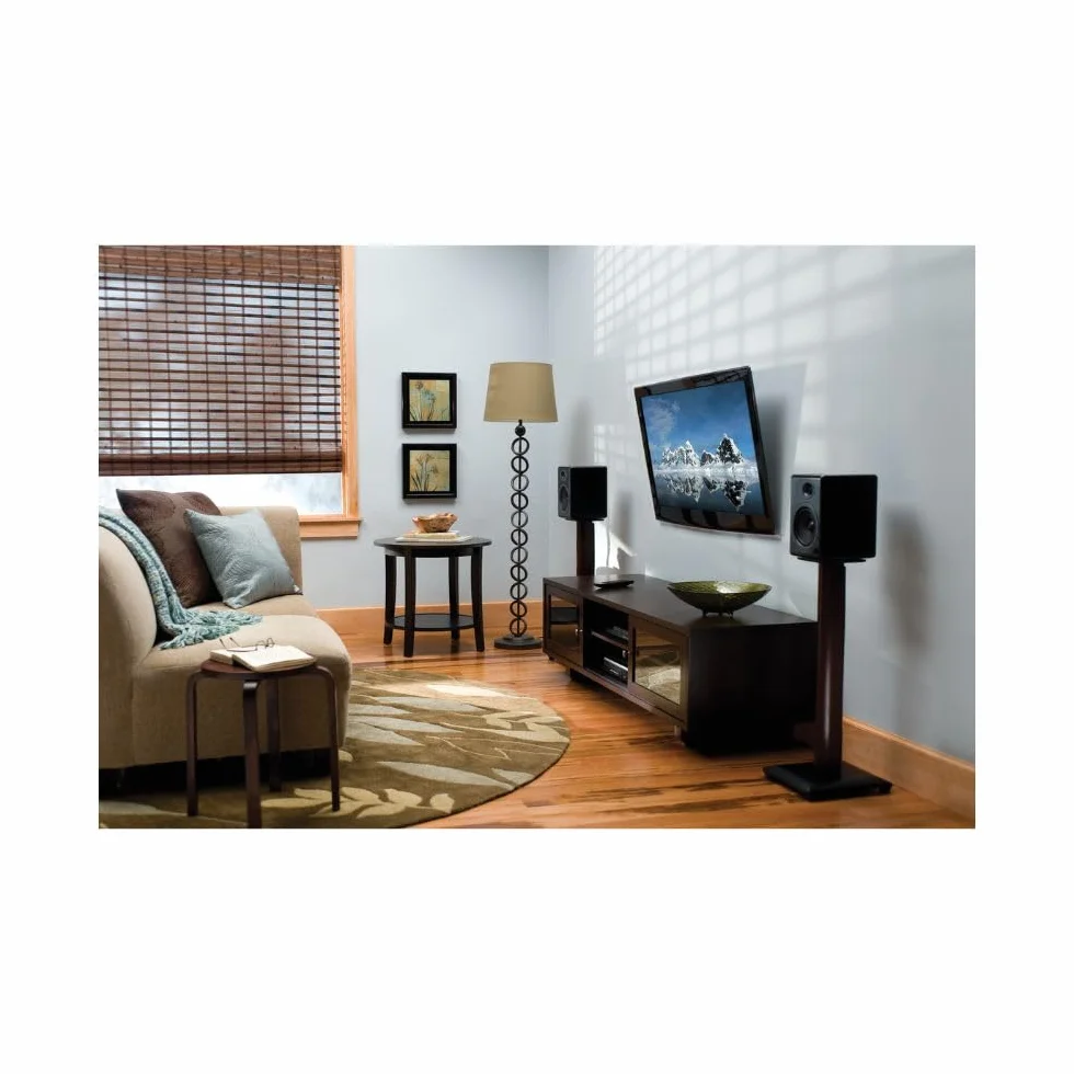 Audioengine A5+ Classic 150W wzmacniane głośniki półkowe, wbudowany wzmacniacz analogowy, pilot zdalnego sterowania, wejścia RCA i 3,5 mm, kable w zestawie (czarny)