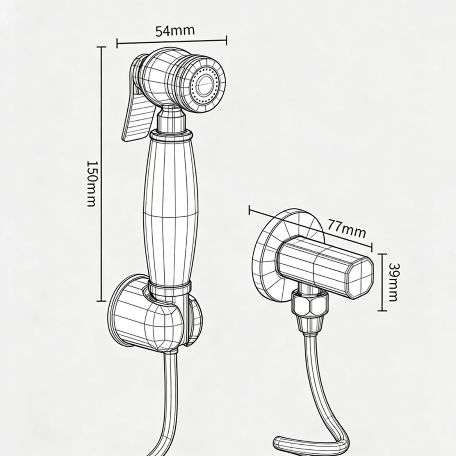 Bidet słuchawka prysznicowa do toalety, zestaw mosiężny z wężem 2,3 m, głowica natryskowa G1/2, montaż ścienny do czyszczenia łazienki, kolor biały + szary