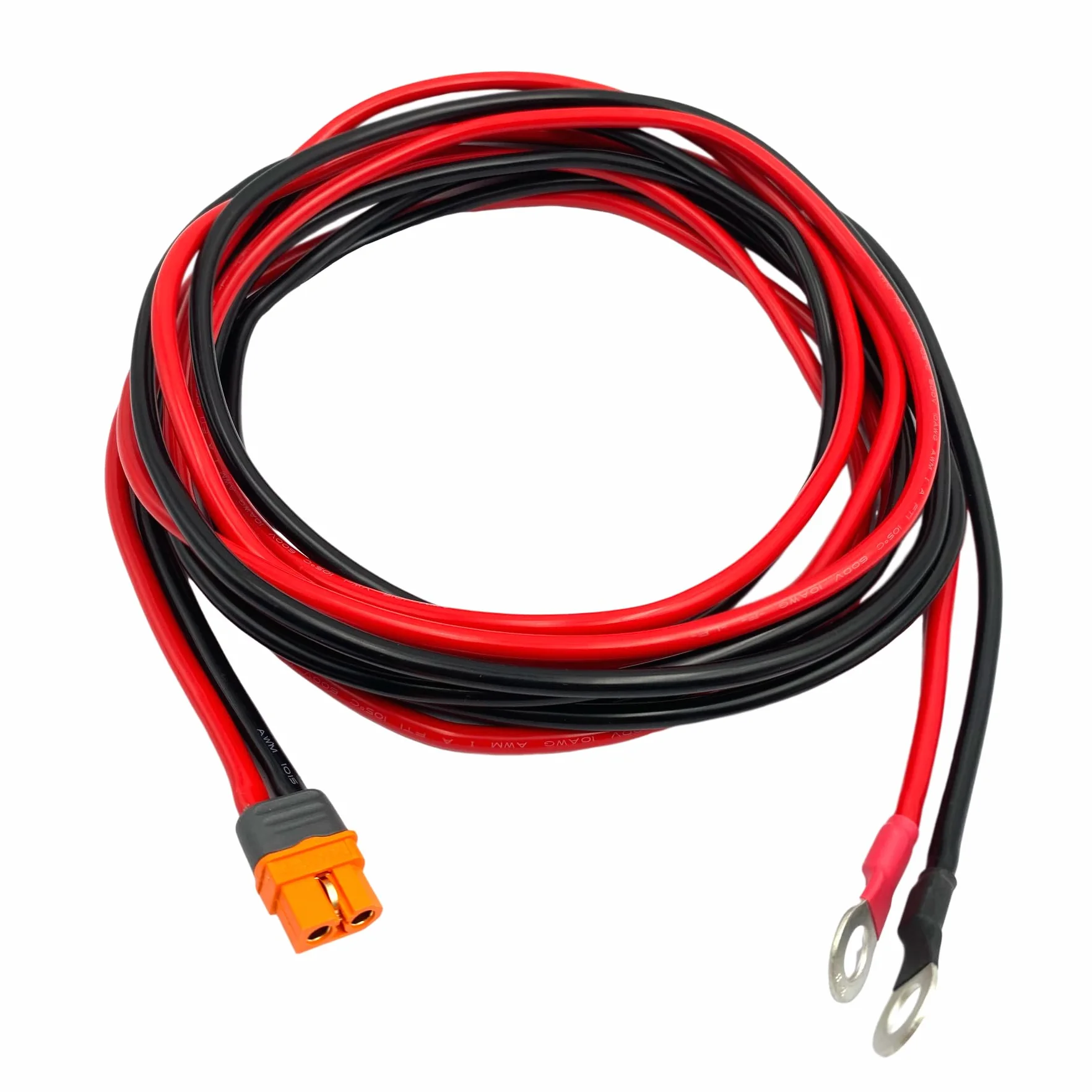 Przedłużacz 10AWG XT60i, 10 m XT60i żeński do zacisku O-ring, kabel akumulatora do przenośnej stacji zasilającej, generator baterii