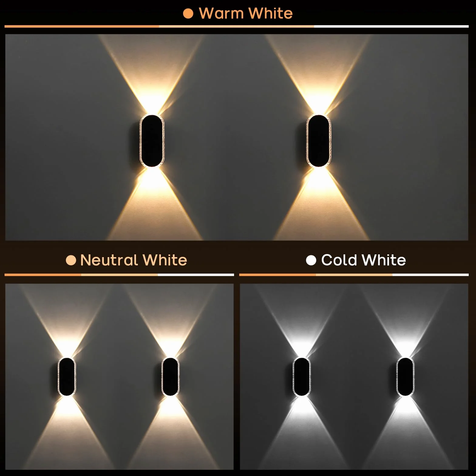 AGOTD Zestaw 4 zewnętrznych lamp solarnych, regulowane zewnętrzne oświetlenie solarne, 3 tryby oświetlenia do ogrodu, ogrodzenia, balkonu
