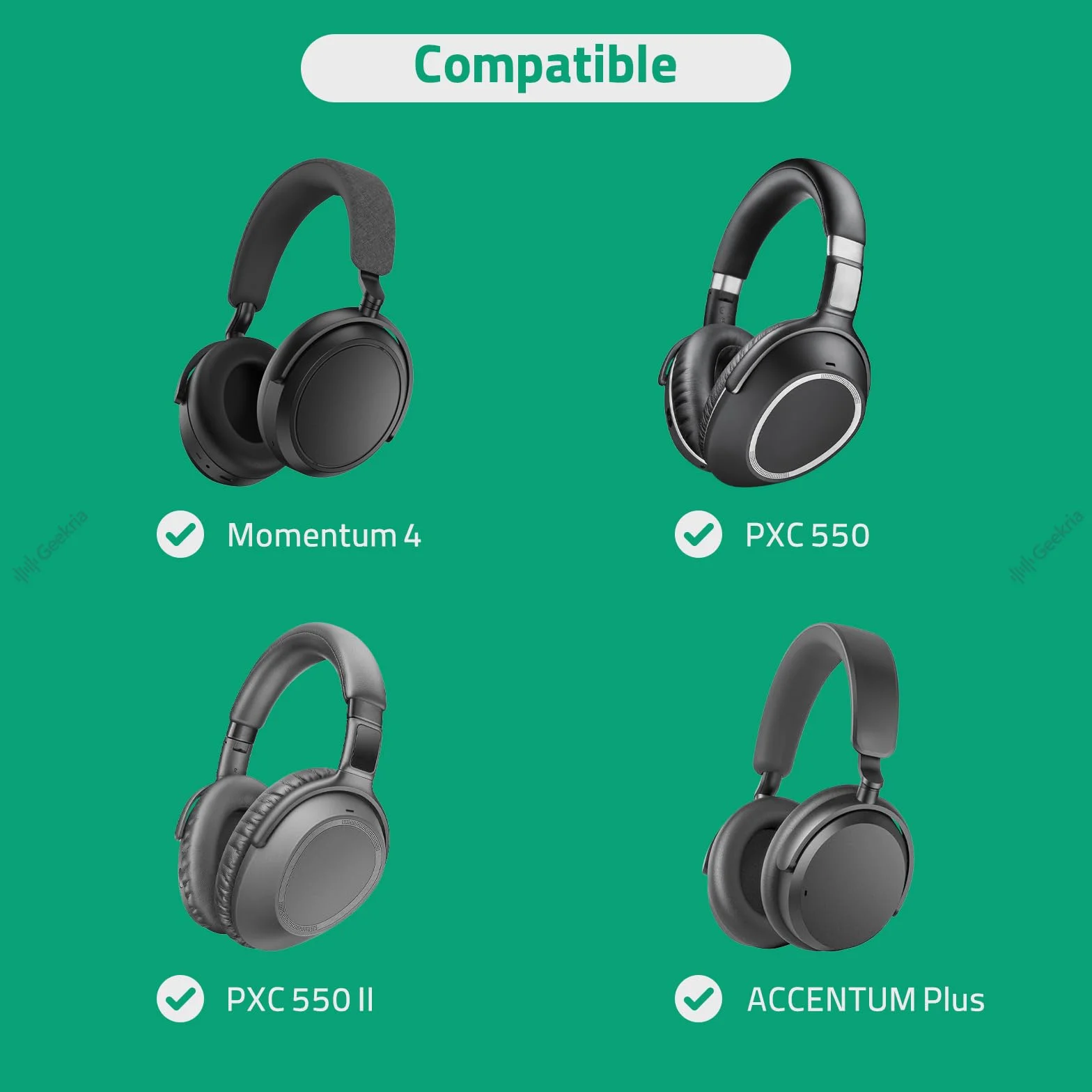 Kabel audio z mikrofonem Geekria do Sennheiser Momentum 4, PXC 550, ACCENTUM Plus, 2,5 mm do 3,5 mm 1,2 m