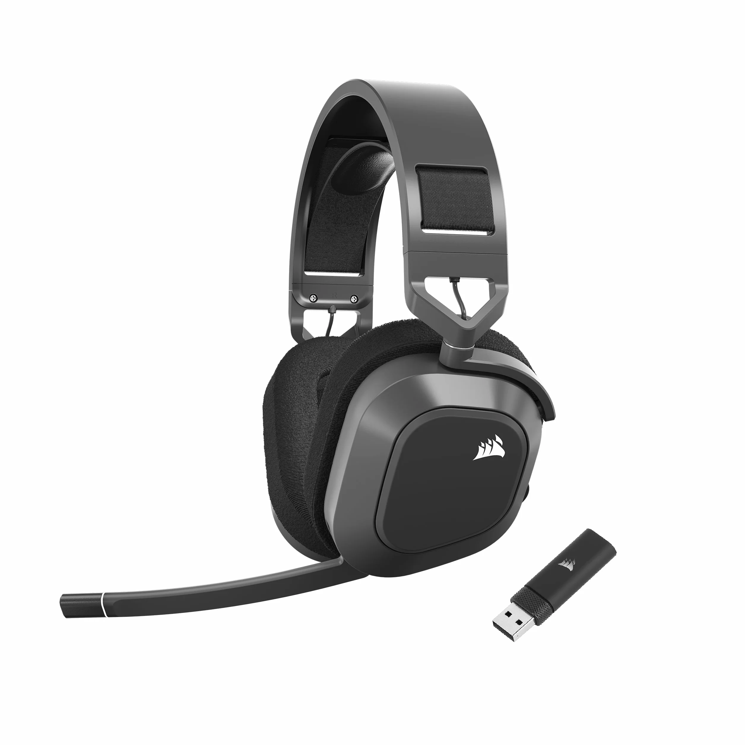 Corsair HS80 MAX WIRELESS Wieloplatformowy Zestaw Słuchawkowy do Gier z Bluetooth – Dolby Atmos – Mikrofon o Jakościowej Transmisji – Kompatybilny z iCUE – PC, Mac, PS5, PS4, Mobile – Stalowoszary