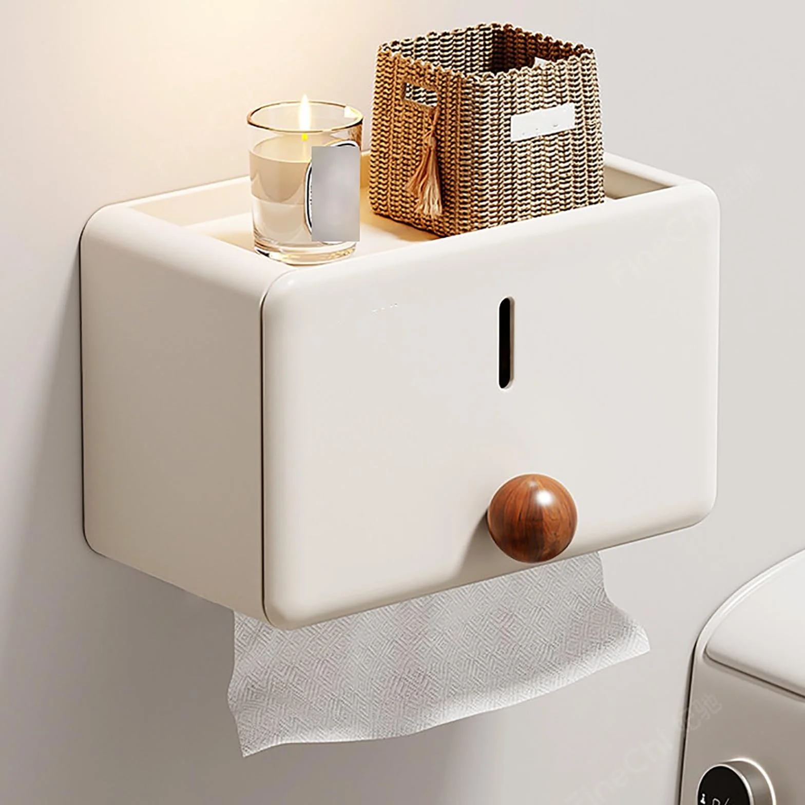 Dozownik Chusteczek Higienicznych, Dozownik Papieru Toaletowego w Rolkach, na Ścianie, Metalowy Uchwyt na Papier Toaletowy, Dozownik Ręczników Papierowych(White)