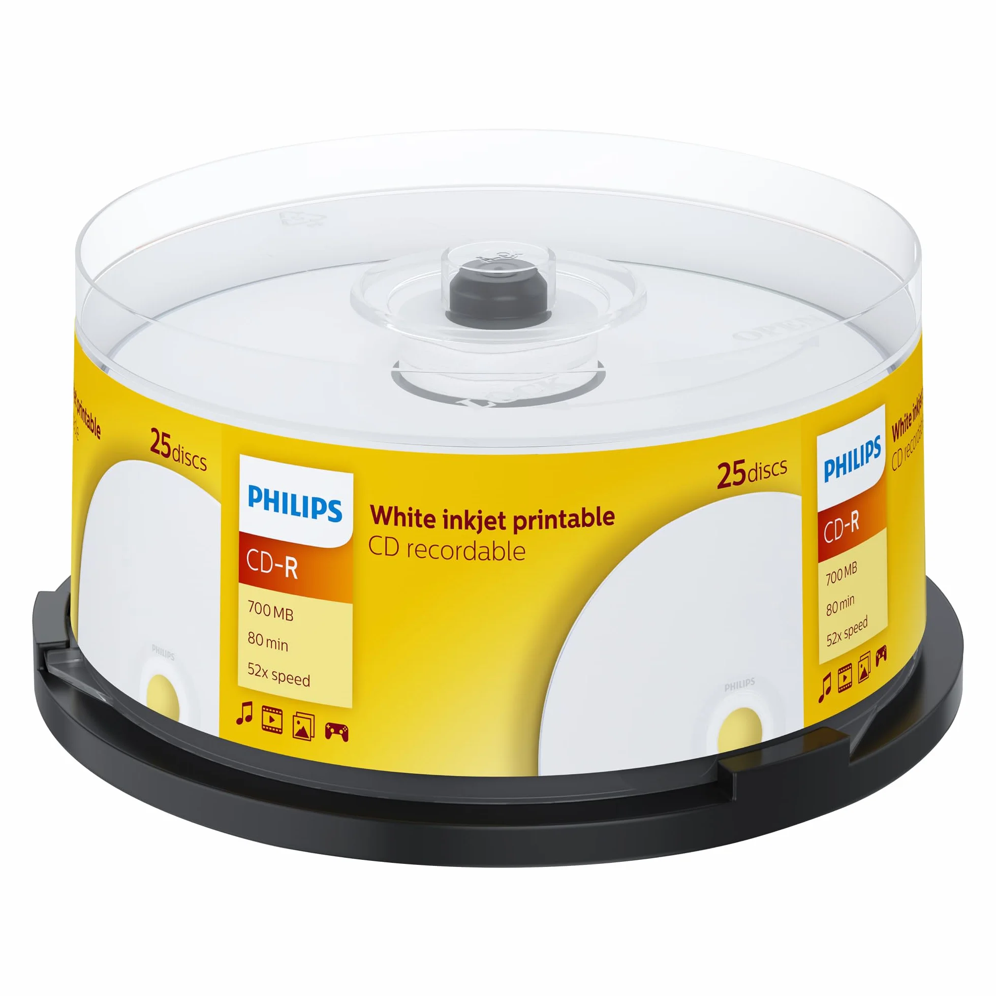 Philips CD-R nośniki do zadruku 700 MB 80 minut 52x prędkość wrzeciona 25 szt.