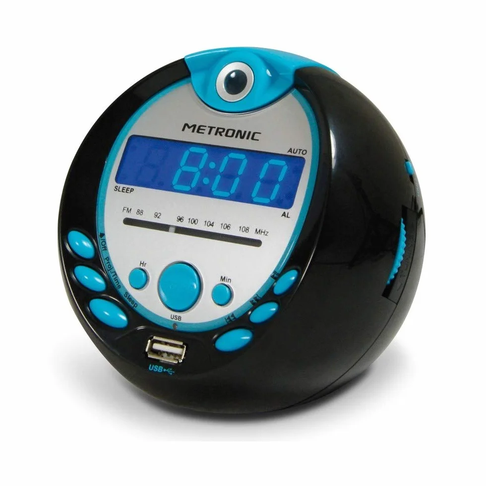 Metronic Sportsman Radiobudzik z portem USB Czarny Niebieski