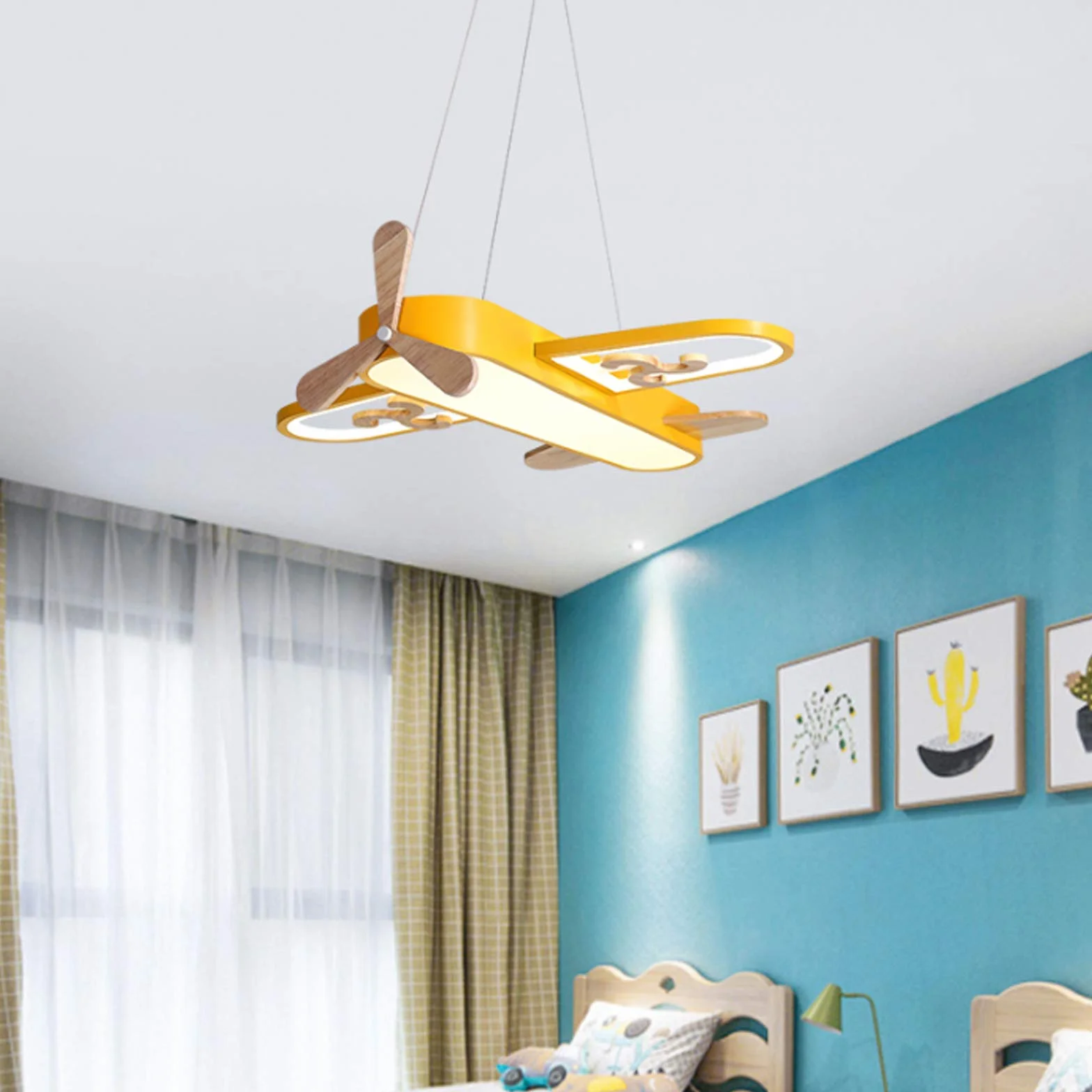 Lampa sufitowa LED do pokoju dziecięcego, samolot, nowoczesna, ściemniana, pilot zdalnego sterowania, żyrandol, oświetlenie dla chłopców i dziewczynek, do sypialni, salonu, gabinetu, jadalni