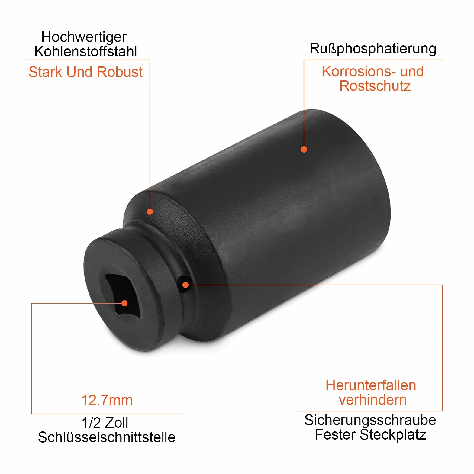 Zestaw nasadek udarowych, 15-częściowy, nasadki do kluczy nasadowych 1/2", 10-32 mm, zestaw końcówek udarowych do prac śrubowych