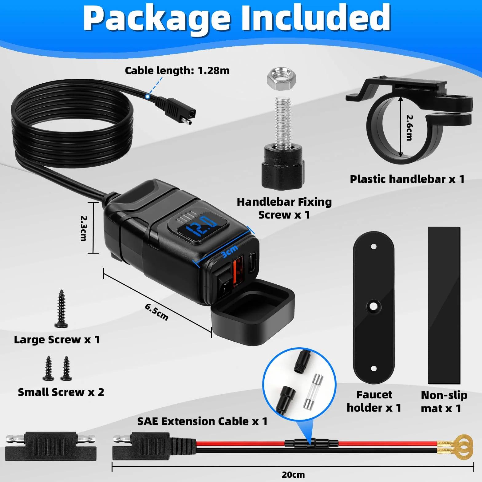 Gniazdo USB do motocykla 12V-24V Quick Charge 3.0 ładowarka PD typu C z włącznikiem i czujnikiem napięcia LED