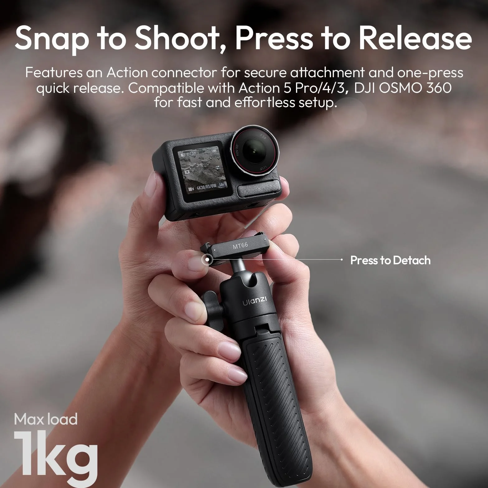 ULANZI MT66 Mini statyw przenośny do kamery z interfejsem magnetycznym DJI Action, kompatybilny z DJI Osmo Action 5pro/4/3