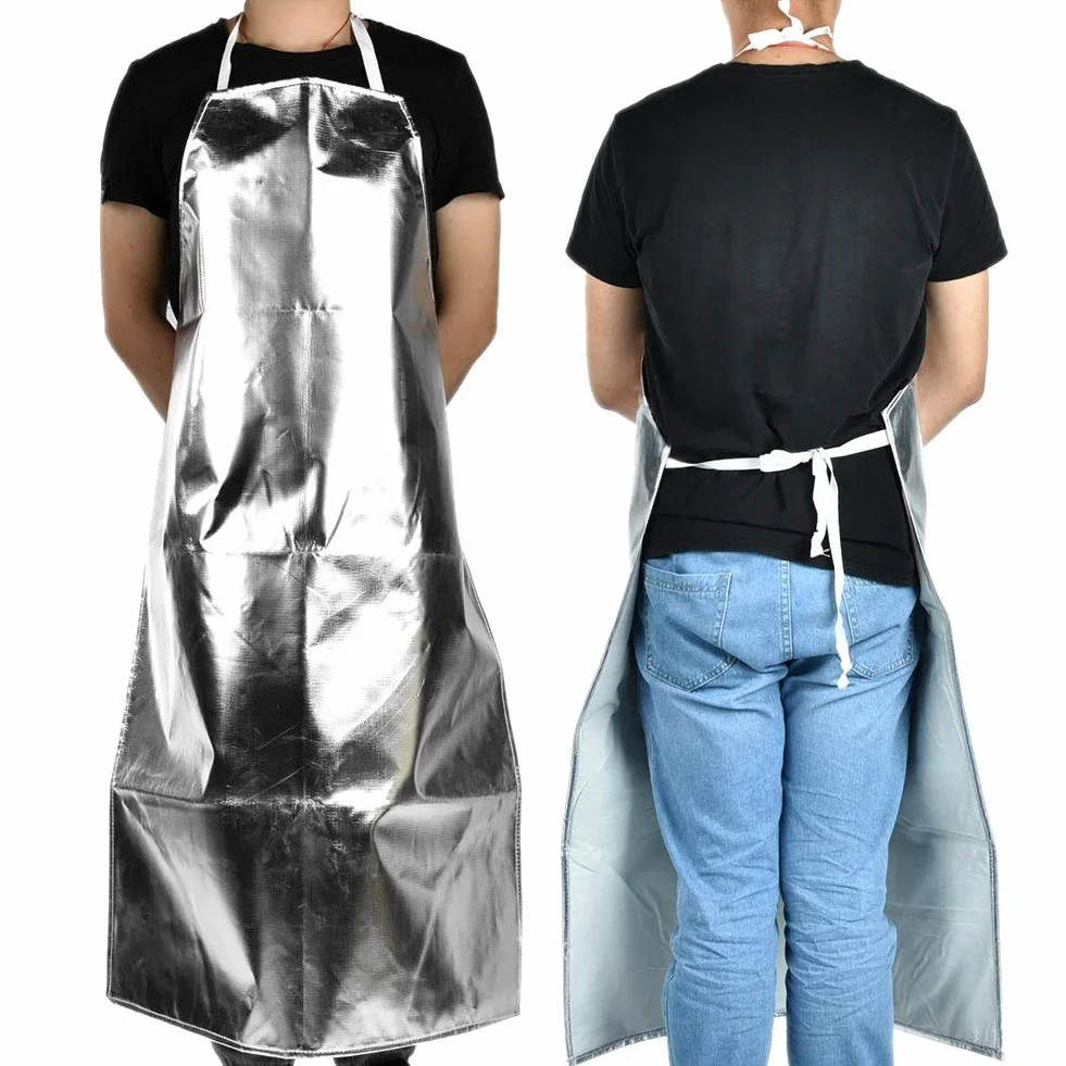 Odporny na wysokie temperatury fartuch aluminiowy niepalny fartuch praca bezpieczeństwa odporny na wysokie temperatury przemysłowy fartuch spawalniczy 1000 stopni odporny na wysokie temperatury gotowanie