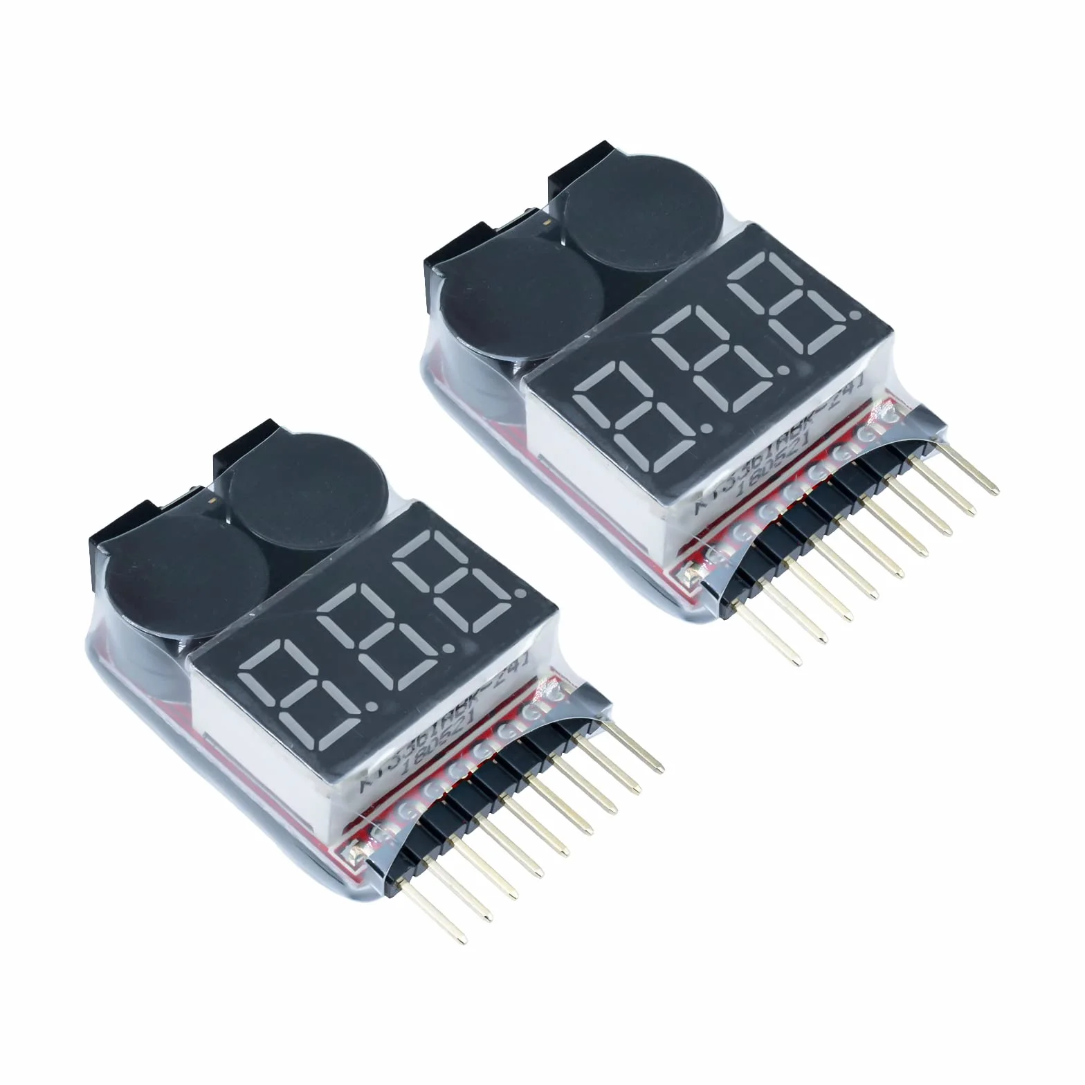 Tester baterii 1-8s Lipo Monitor niskiego napięcia z brzęczykiem alarmowym Kontroler napięcia LED 2 szt