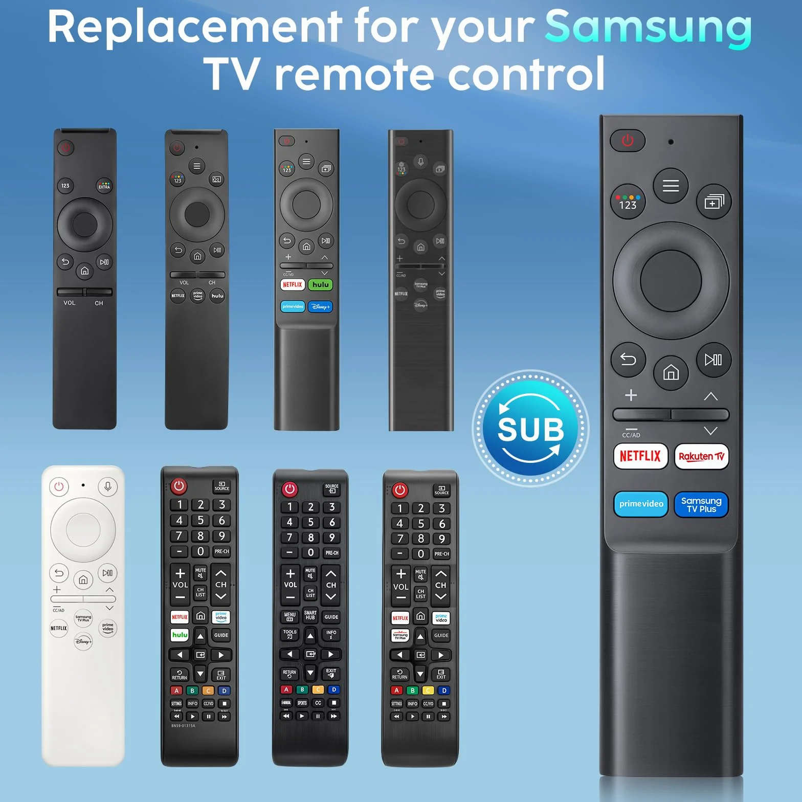 Uniwersalny dla Pilot-Samsung-Smart-TV, dla Oryginalnego Telewizora Samsung, Pilot Zastępczy z Czterema Przyciskami Skrótowymi