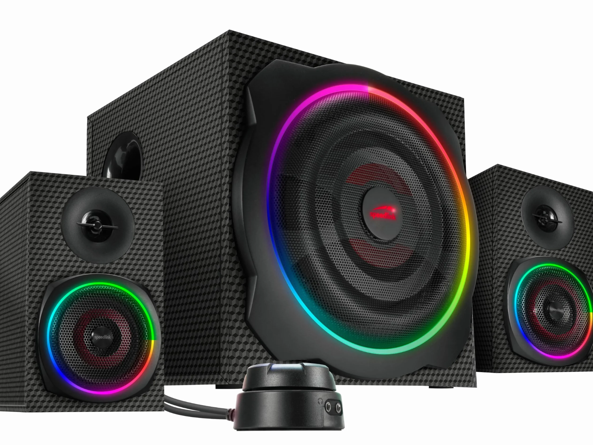 Speedlink GRAVITY CARBON RGB 2.1 System głośników z subwooferem Bluetooth 120 W Czarny