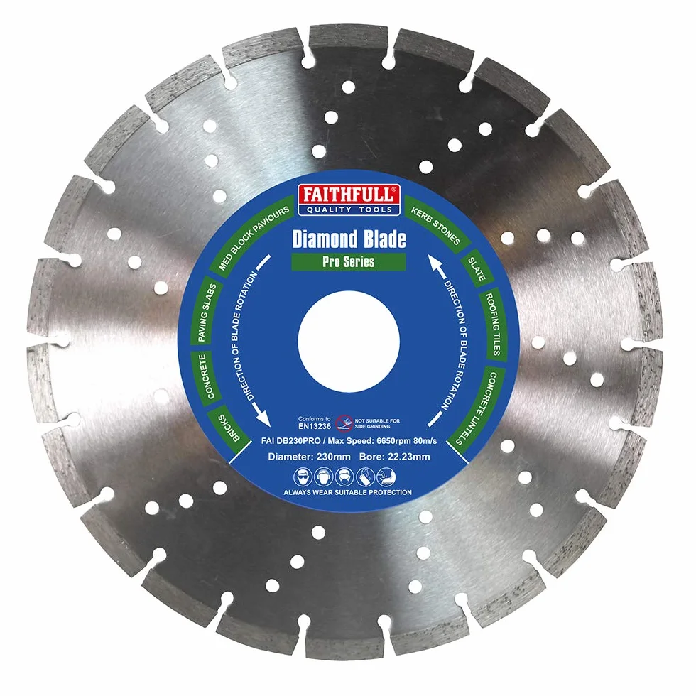 Faithfull FAIDB230PRO płyta brukowa, beton, cegła, krawężnik profesjonalne ostrza diamentowe 230 mm (9 cali)