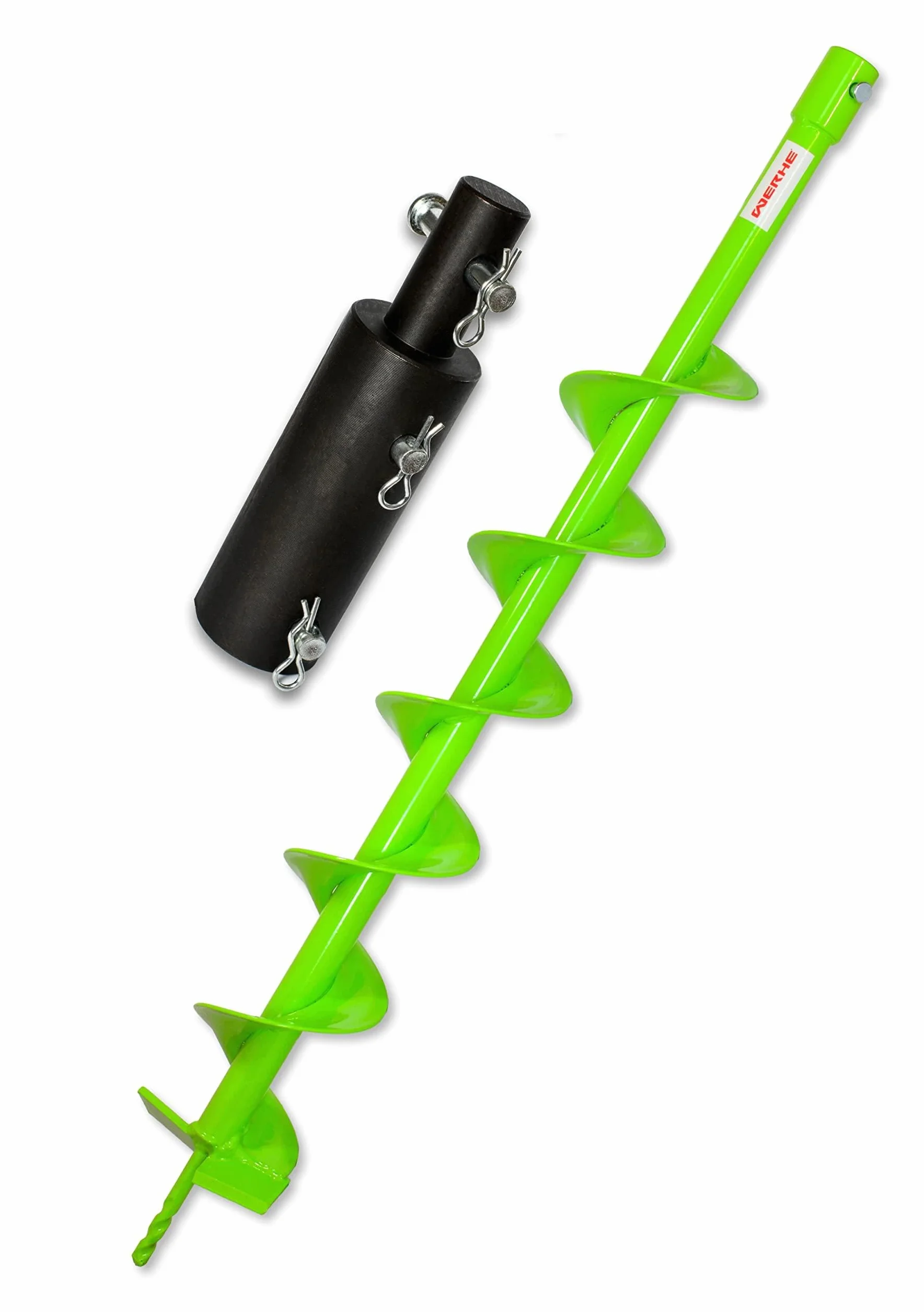 WERHE świder ziemny Ø 100 mm, długość 80 cm, adapter 25/20 mm | ostrza z węglika, stal, głębokość robocza 60 cm, waga 2,2 kg, do sadzenia drzew i osadzania słupków