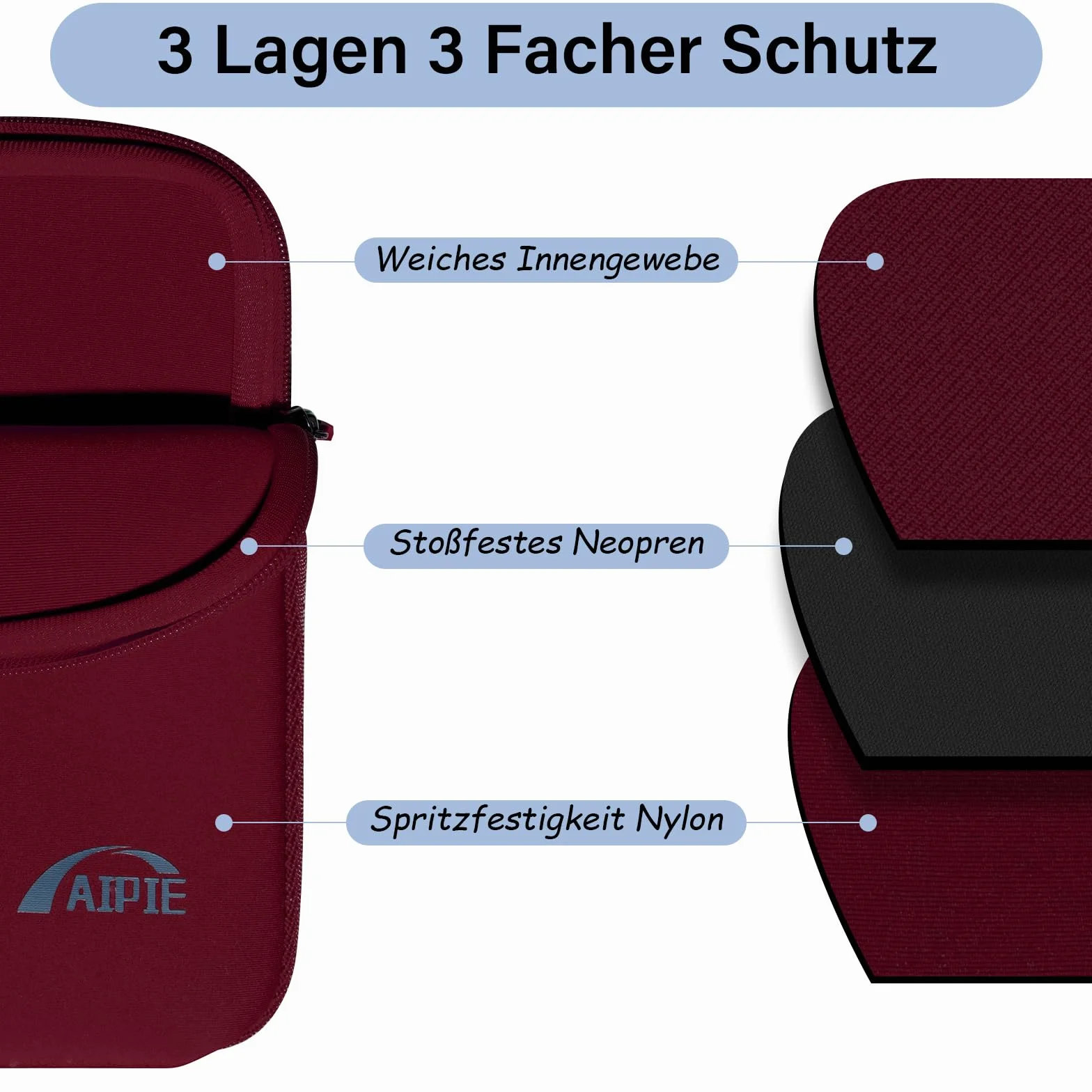 Etui ochronne na laptopa 16 Zoll czerwony 40x29x3cm kompatybilne MacBook Acer Asus Dell Lenovo HP