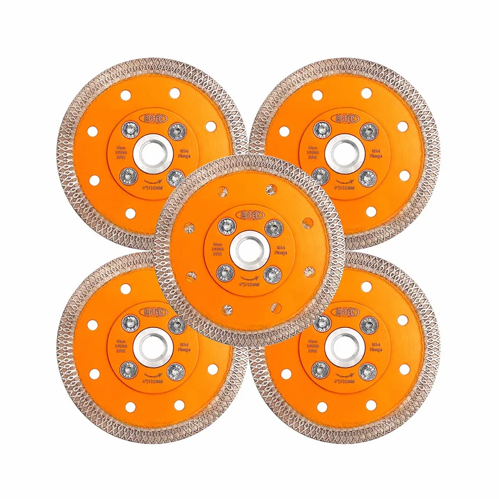 BGTEC 105 mm X siatka turbo diamentowe ostrze tarcza do cięcia z kołnierzem M14 do płytek ceramicznych porcelanowych marmur 5 szt