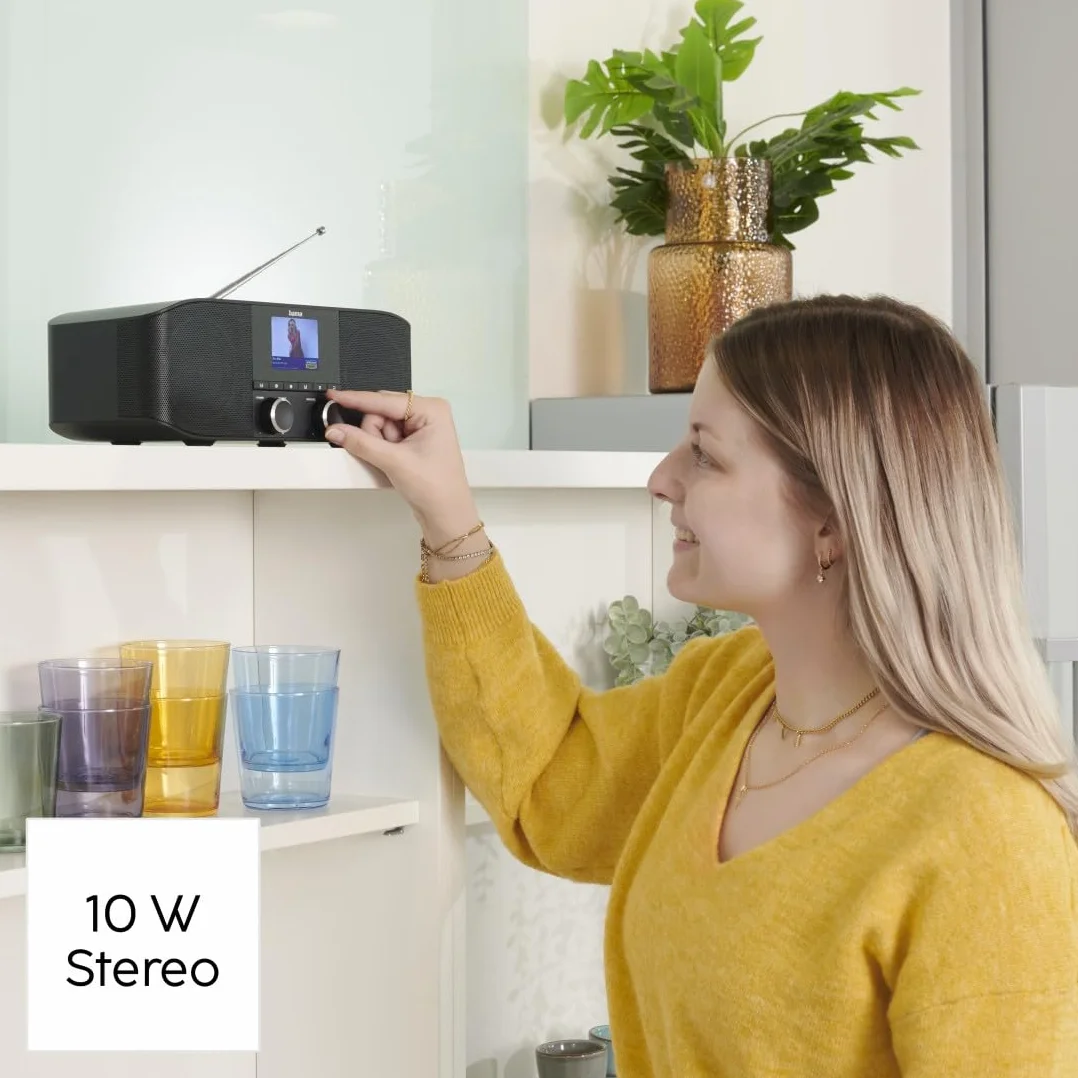 Hama DAB Plus Radio Kuchenne Bluetooth DR1410BT Cyfrowe Stereo Budzik AUX 3,5 mm FM Kolorowy Wyświetlacz Czarny