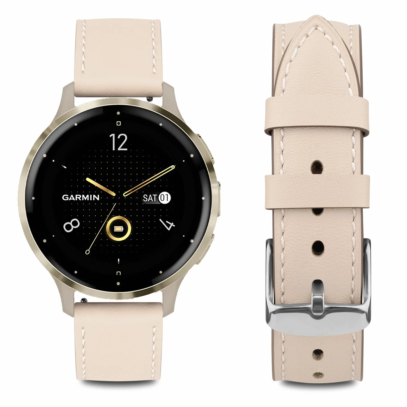 Pasek do zegarka Garmin Venu 3S / Venu 2S bransoletka skórzana 18 mm do Garmin Vivoactive 4S Forerunner 265S 255S Vivomove 3S