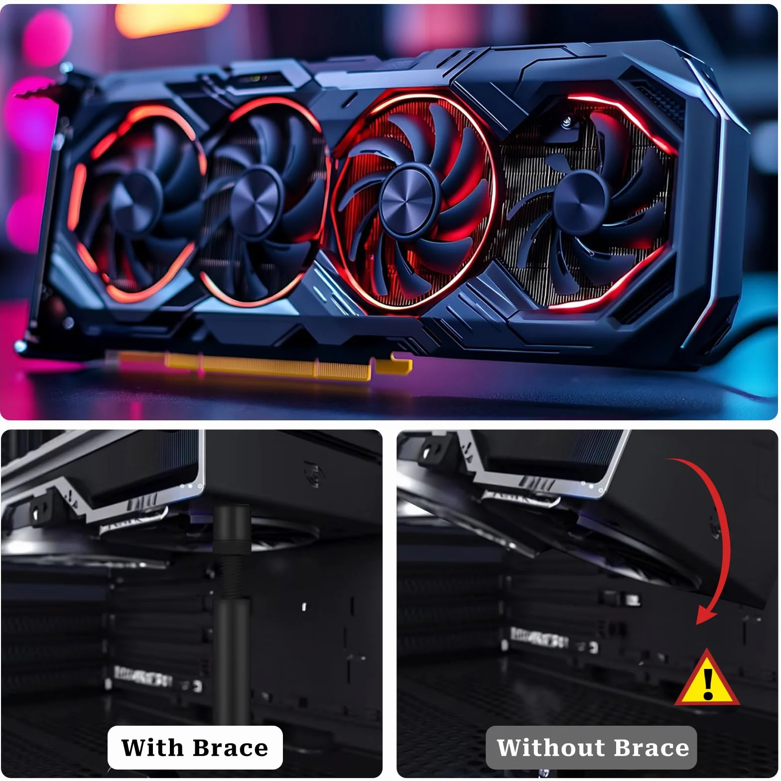 Uchwyt GPU Wspornik Pionowy Karty Graficznej Regulowana Wysokość z Magnesem Antypoślizgowym