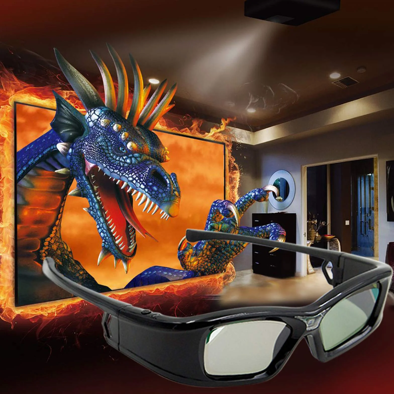 Irfora Okulary 3D, GL410 okulary 3D do projektora Full HD Active DLP Link do Optama DLP Link projektorów