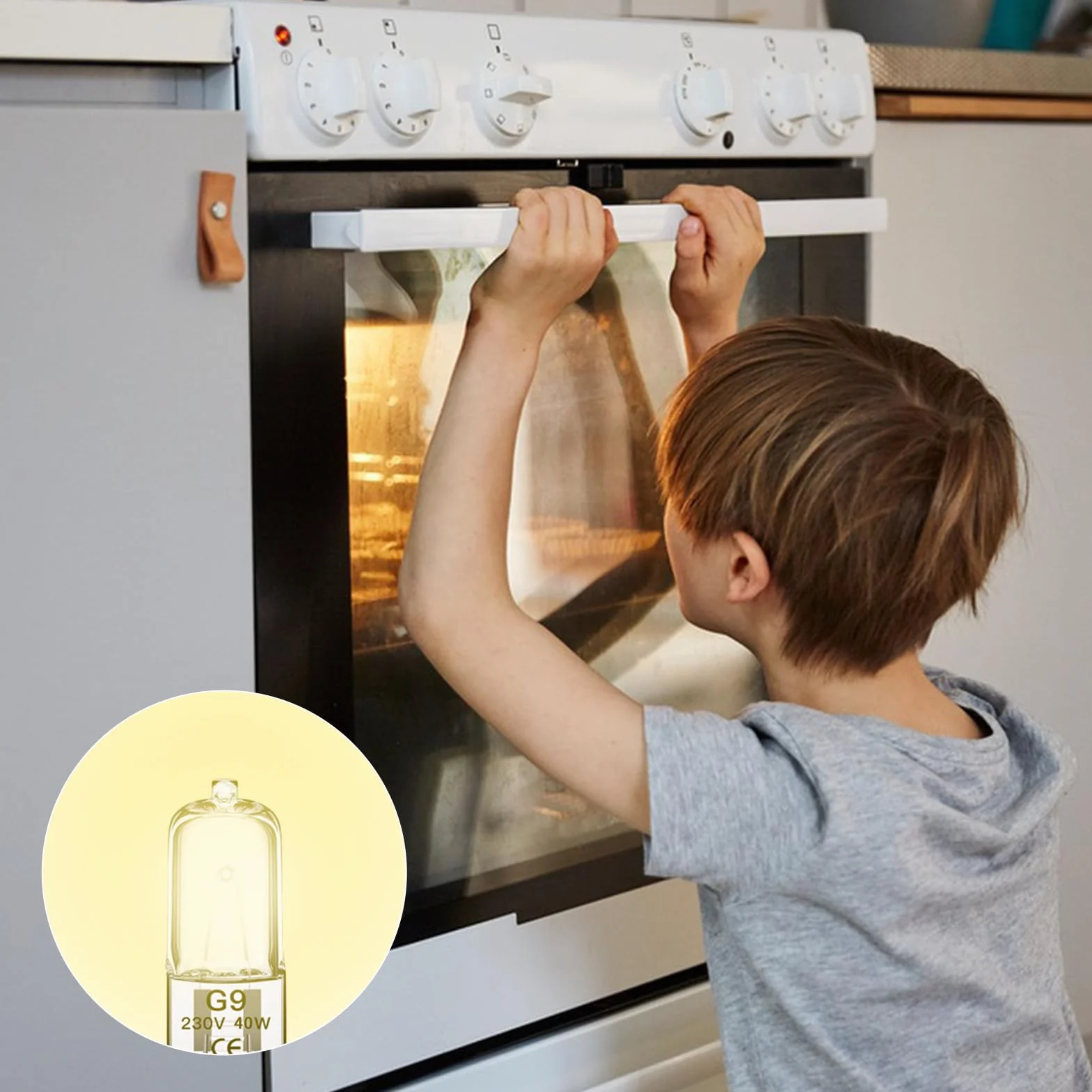 G9 lampa do piekarnika 40 W, halogenowa ściemniana 500 stopni, 230 V, 500 °C, odporna na wysoką temperaturę, ciepła biel, 2700 K, do piekarnika, lodówki, kuchenki mikrofalowej, okapu