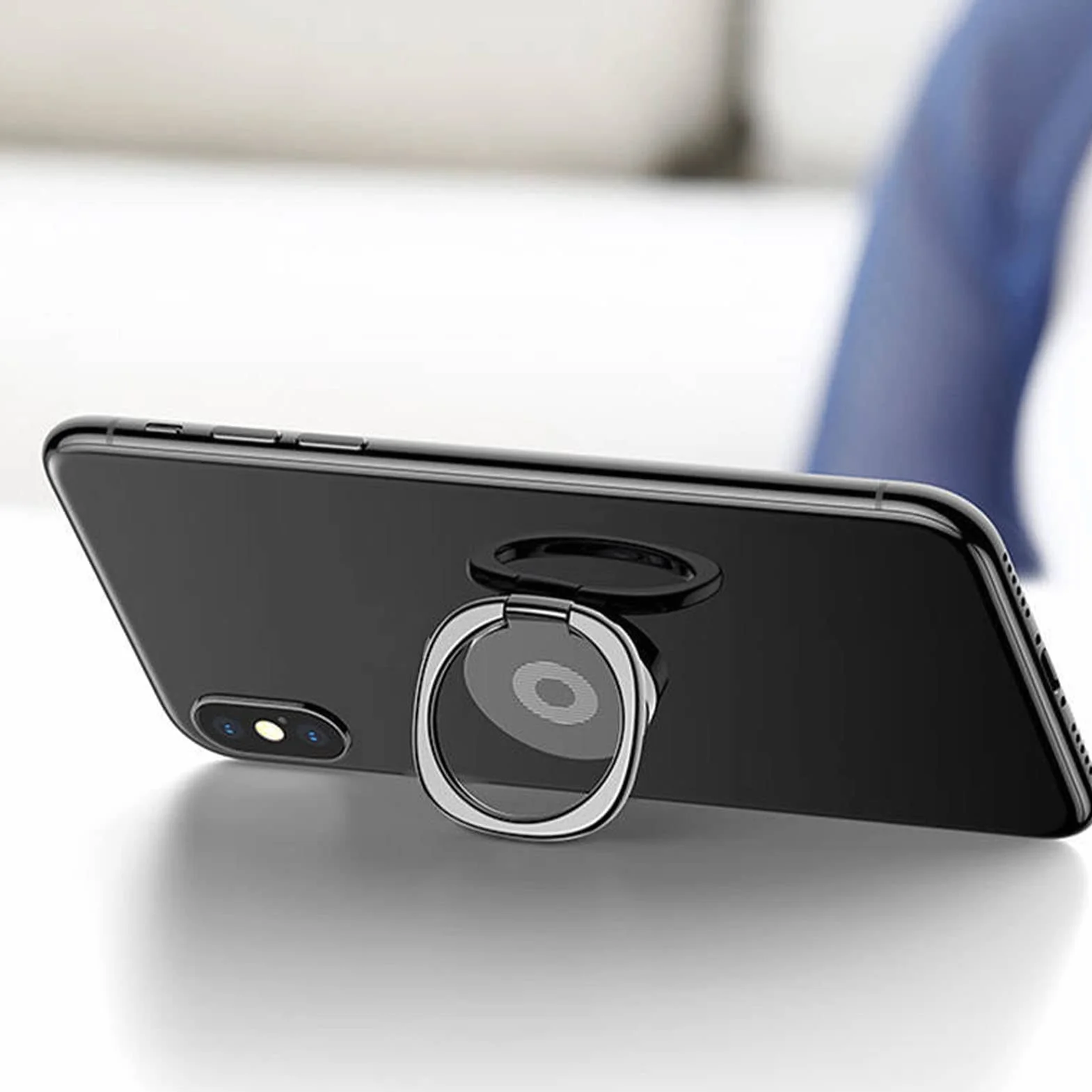 Uchwyt do Telefonu z Polerowanego Metalu Obrót o 360° Pierścień do Telefonu