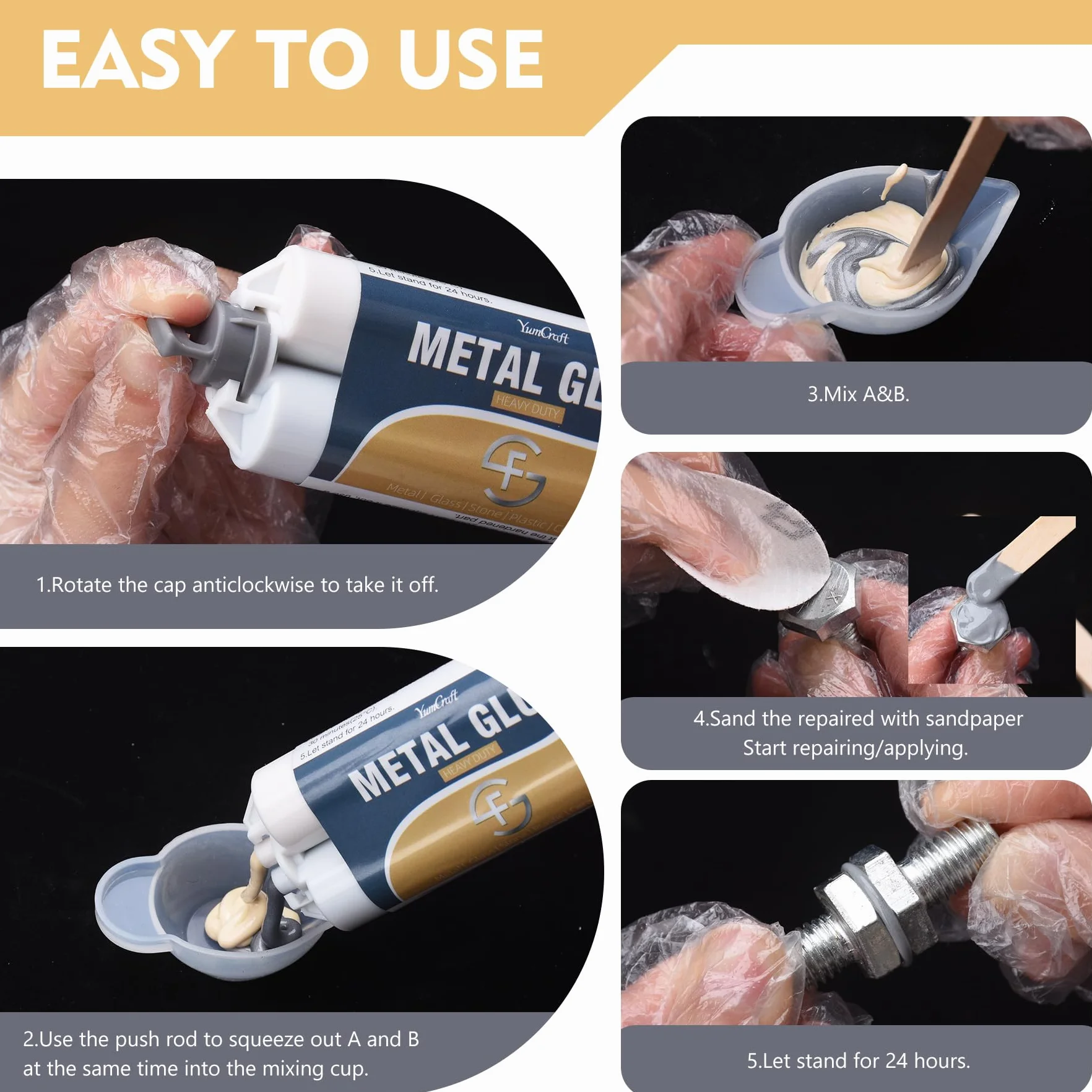 Klej do metalu 100 ml, klej do metalu, bardzo mocny – 2 K płynnego metalu, odporny na wysokie temperatury, nadaje się do naprawy pęknięć powierzchni, metalu, stali nierdzewnej, tworzywa sztucznego
