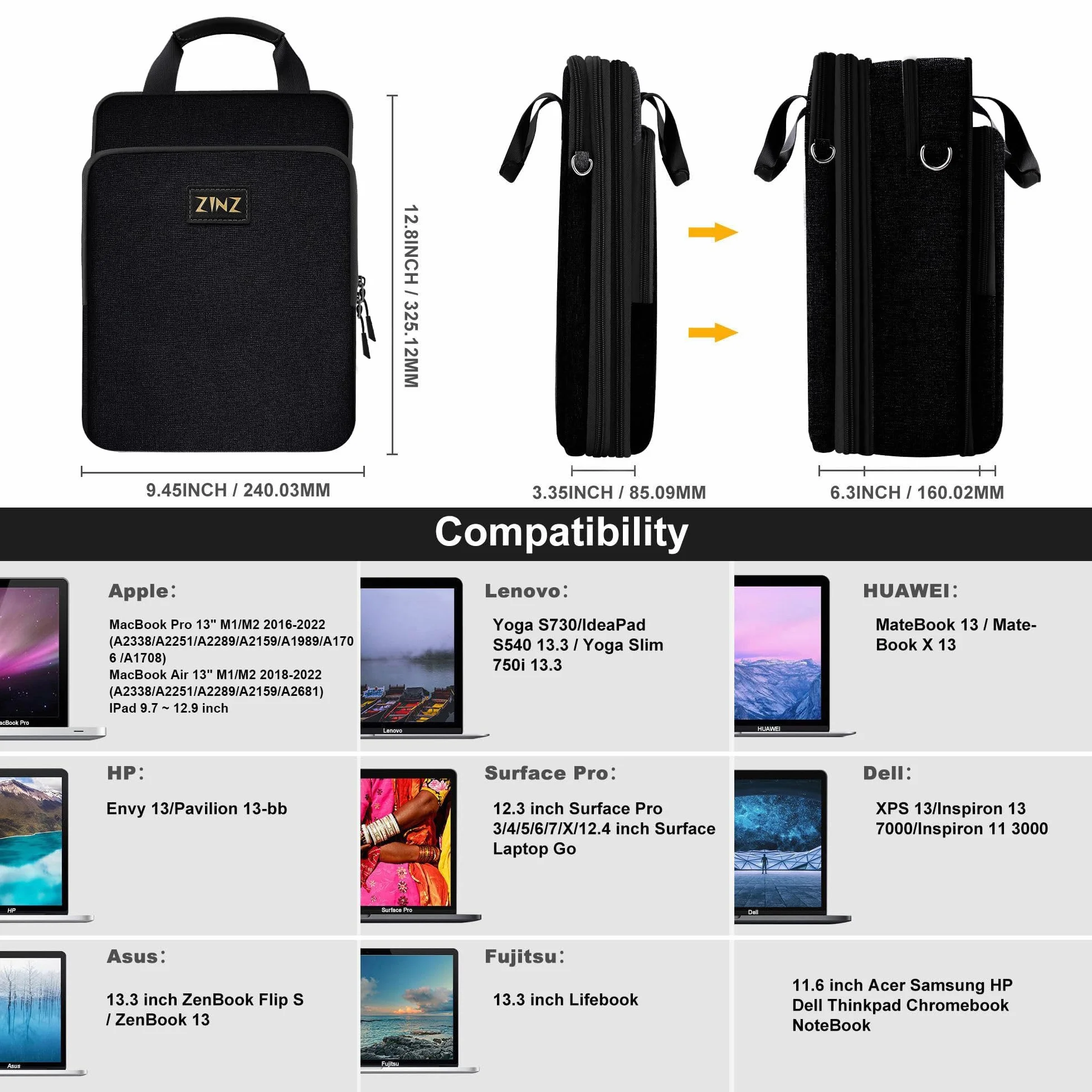 ZINZ Plecak na laptopa Us-crossbody 06 szary pomarańczowy 1 sztuka
