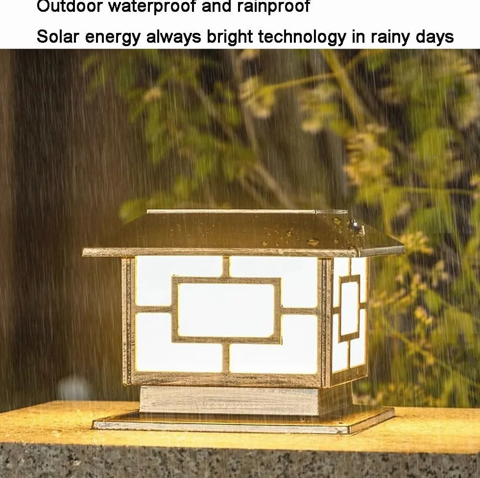 Solarne wodoodporne lampy słupkowe zewnętrzne oświetlenie ogrodzeniowe oświetlenie dekoracyjne willi oświetlenie krajobrazu oświetlenie tarasu ogród(Bronze,30CM)