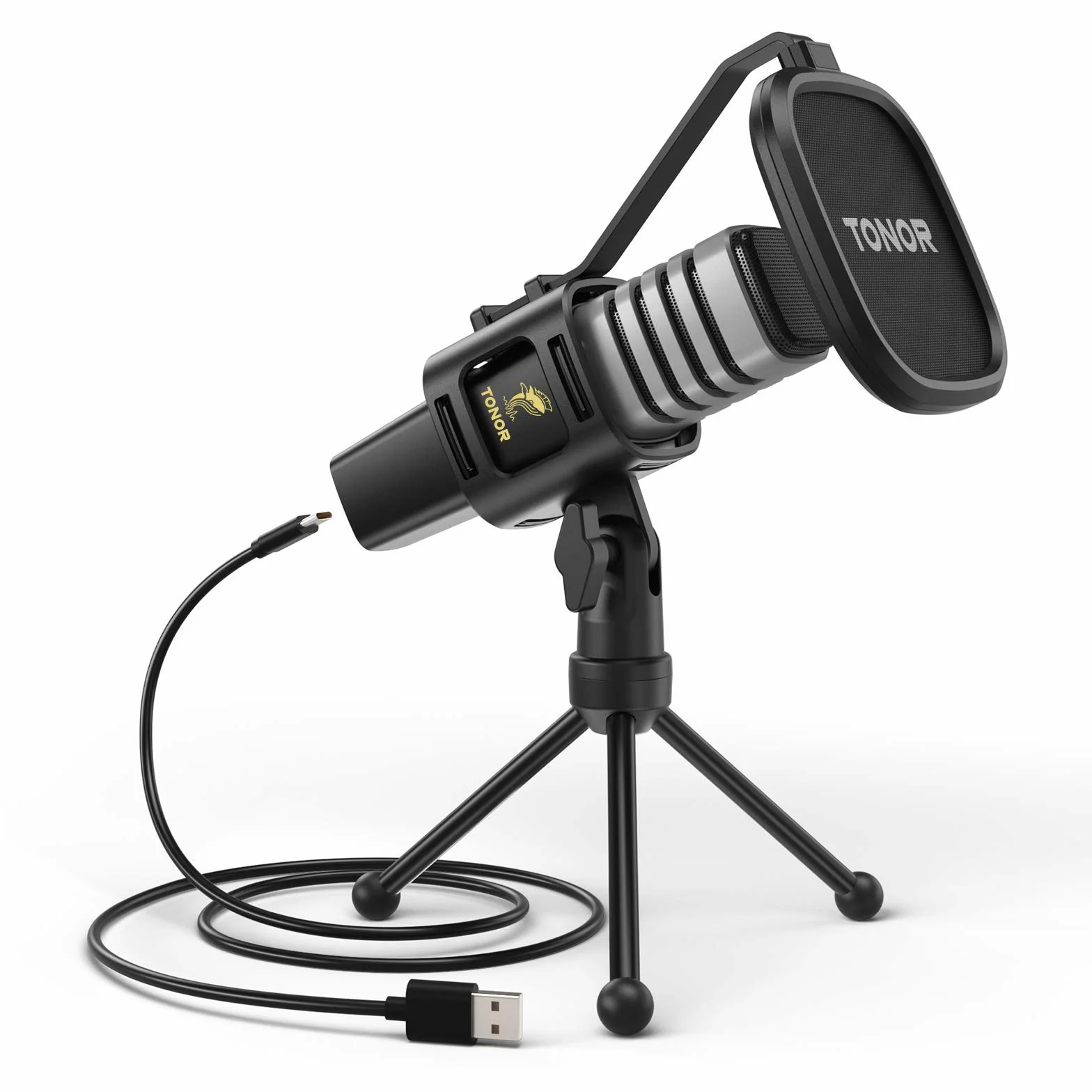 TONOR TC30 Pojemnościowy mikrofon USB z trójnożnym statywem do podcastów, YouTube, transmisji i rozmów Skype