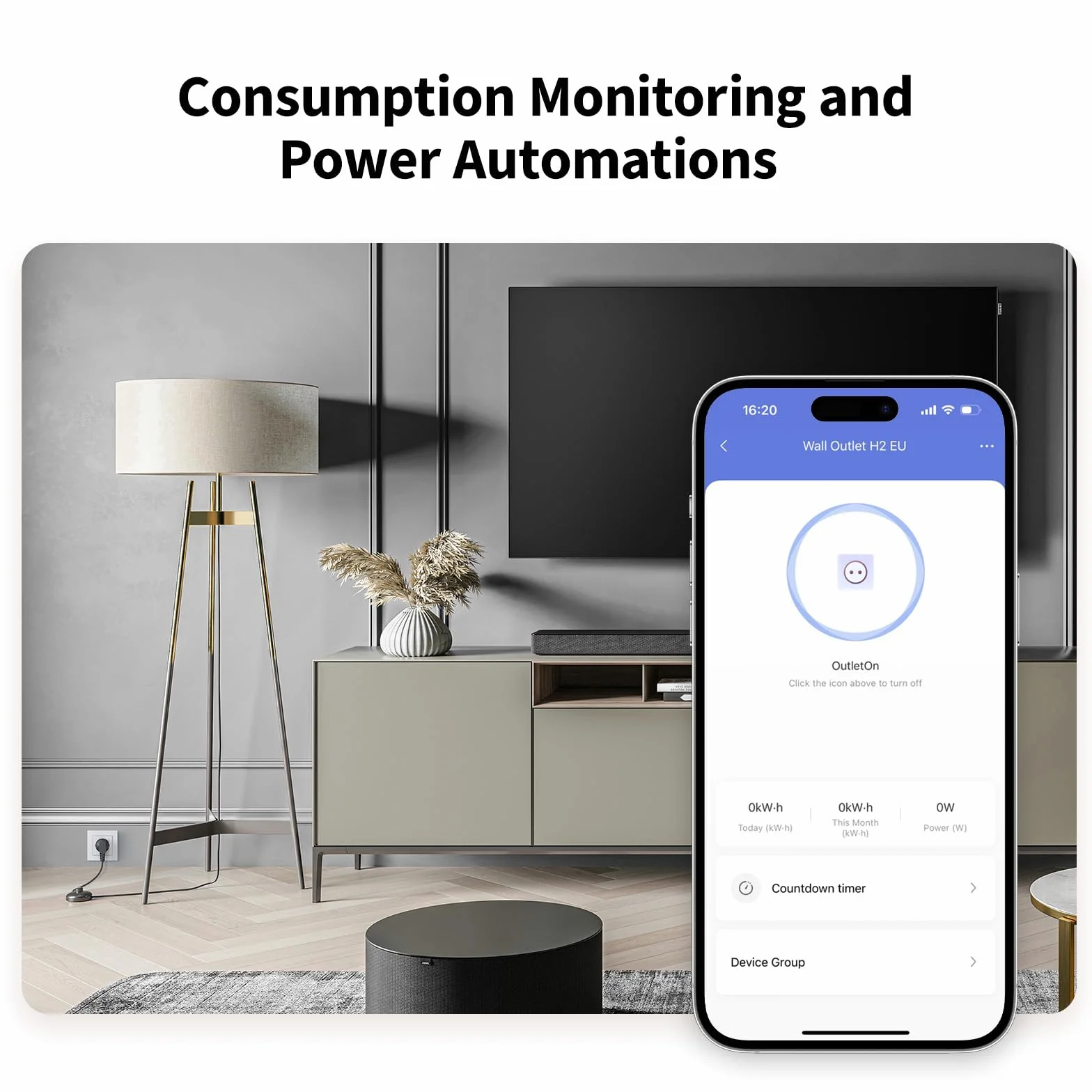 Aqara Gniazdko Ścienne H2 EU z Matter, Wymagany jest hub Zigbee 3.0, 16A, Monitorowanie Energii i Ochrona Zasilania, z Planowaniem i Kontrolą Głosową, Wspiera HomeKit, Alexę, Google Home i IFTTT