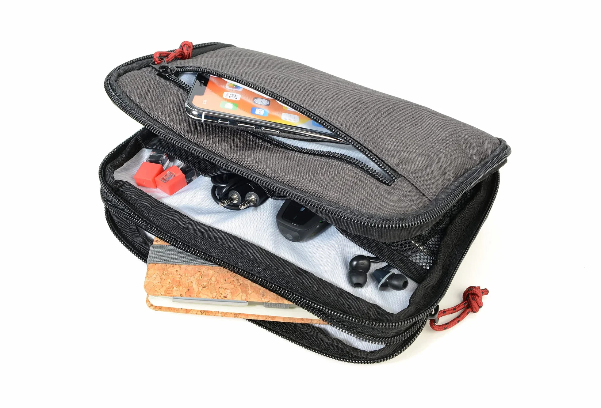 Troika Business Tech Pouch 2 torba na kabel na akcesoria elektroniczne z poliestru w kolorze szarym, wymiary: 23,5 cm x 17 cm x 3,5 cm, BBG64/GY, szary, 23,5cm, Nowoczesny