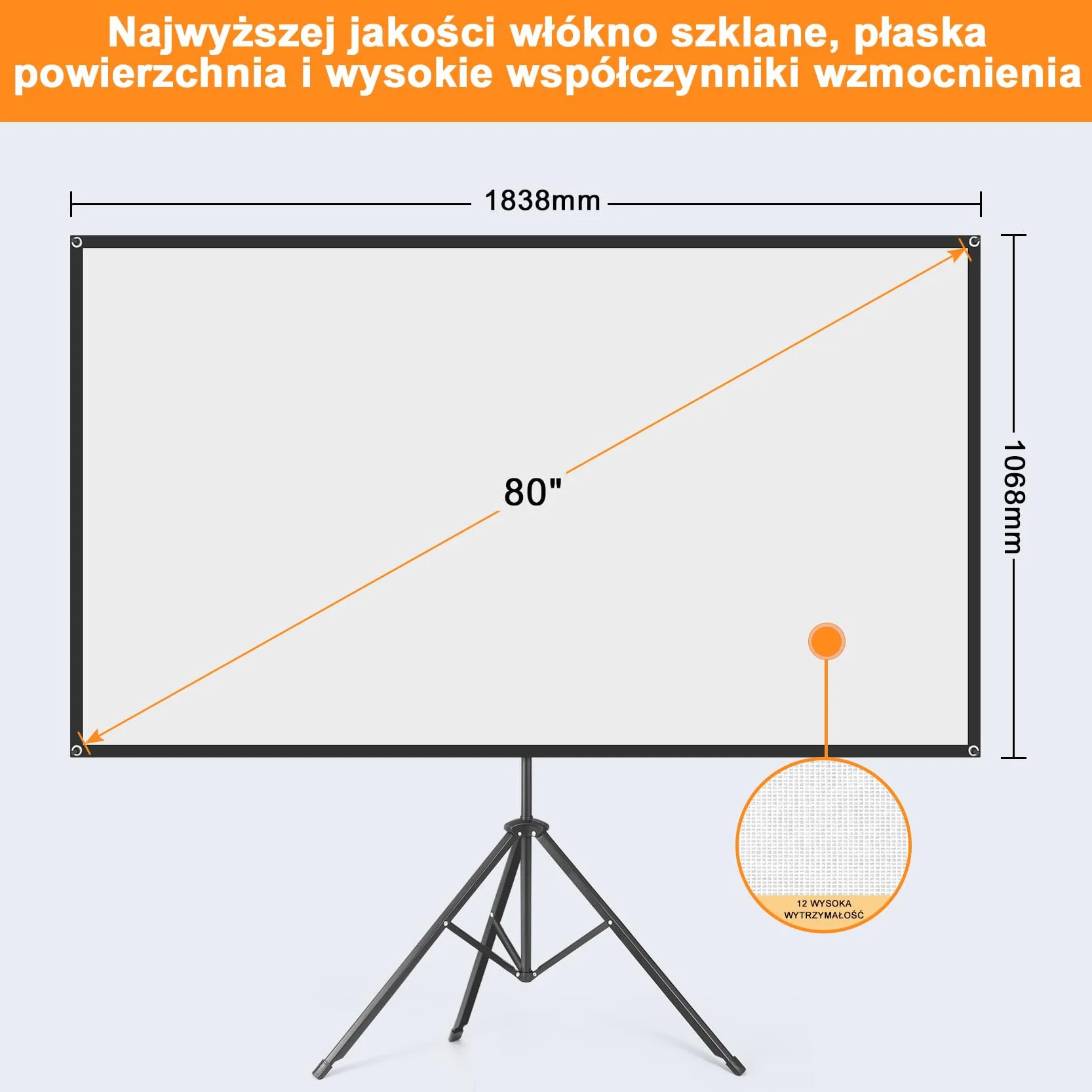 VISULAPEX 80" Ekran Projekcyjny 4K HD 16:9 ze Stojakiem