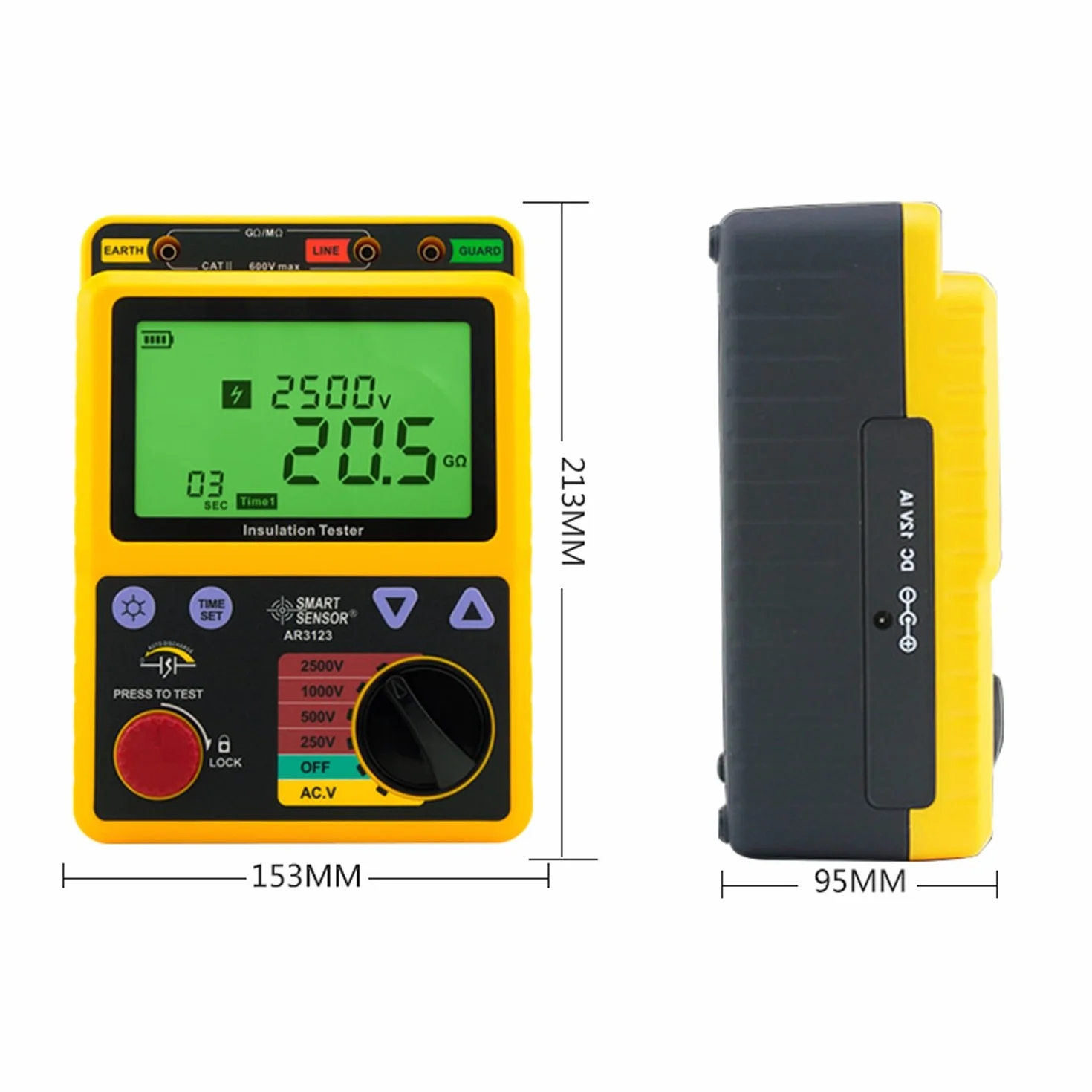 250~2500V cyfrowy tester izolacji wysokiego napięcia Megohmeter Tester napięciowy Meter AR3123, Precyzyjny pomiar