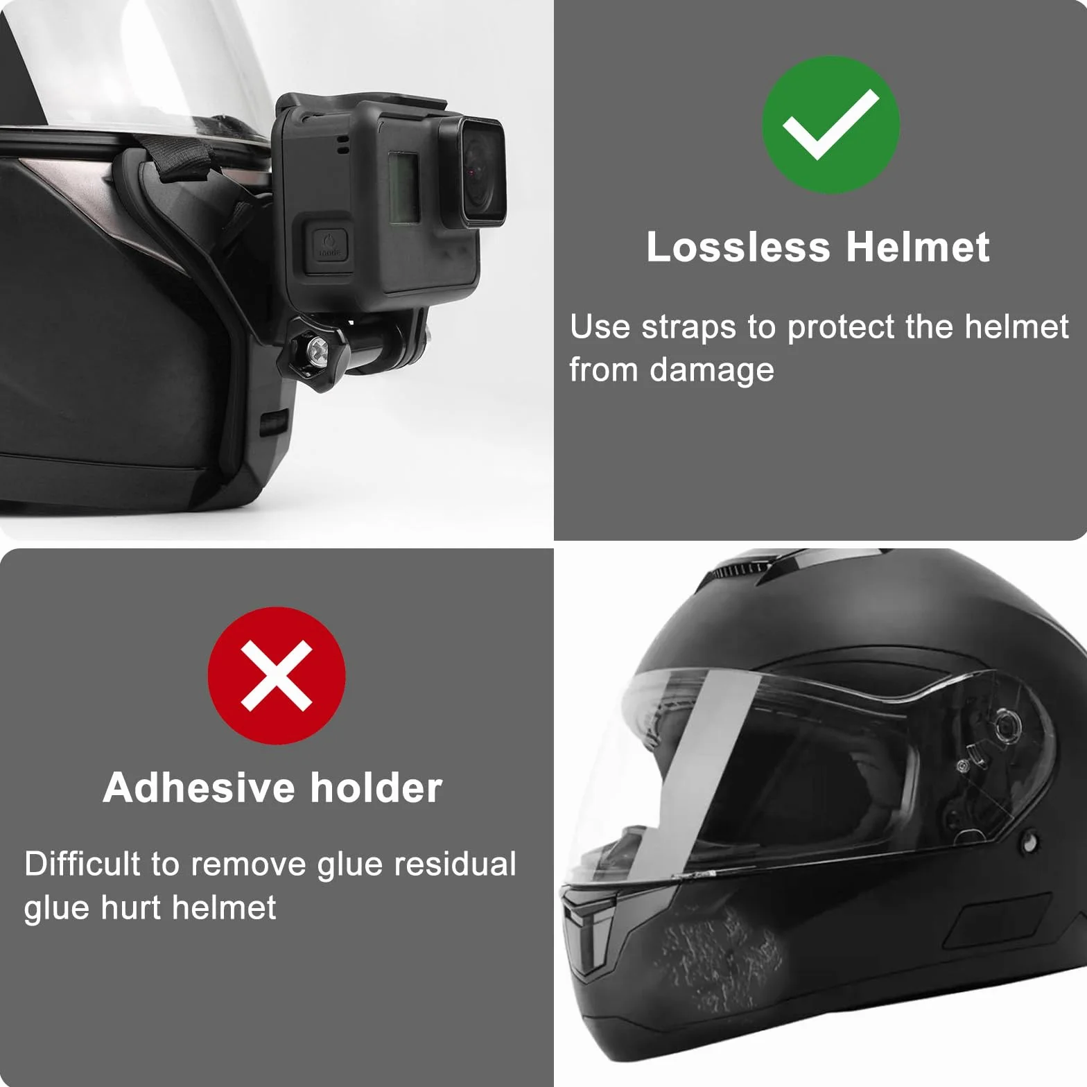 Czarny uchwyt na kask motocyklowy Chin Mount uchwyt przedłużający z haczykiem J, antypoślizgowy silikon do GoPro Hero 13/12/11/10/9/8/7/6/5, Osmo Action, Session, SJCAM