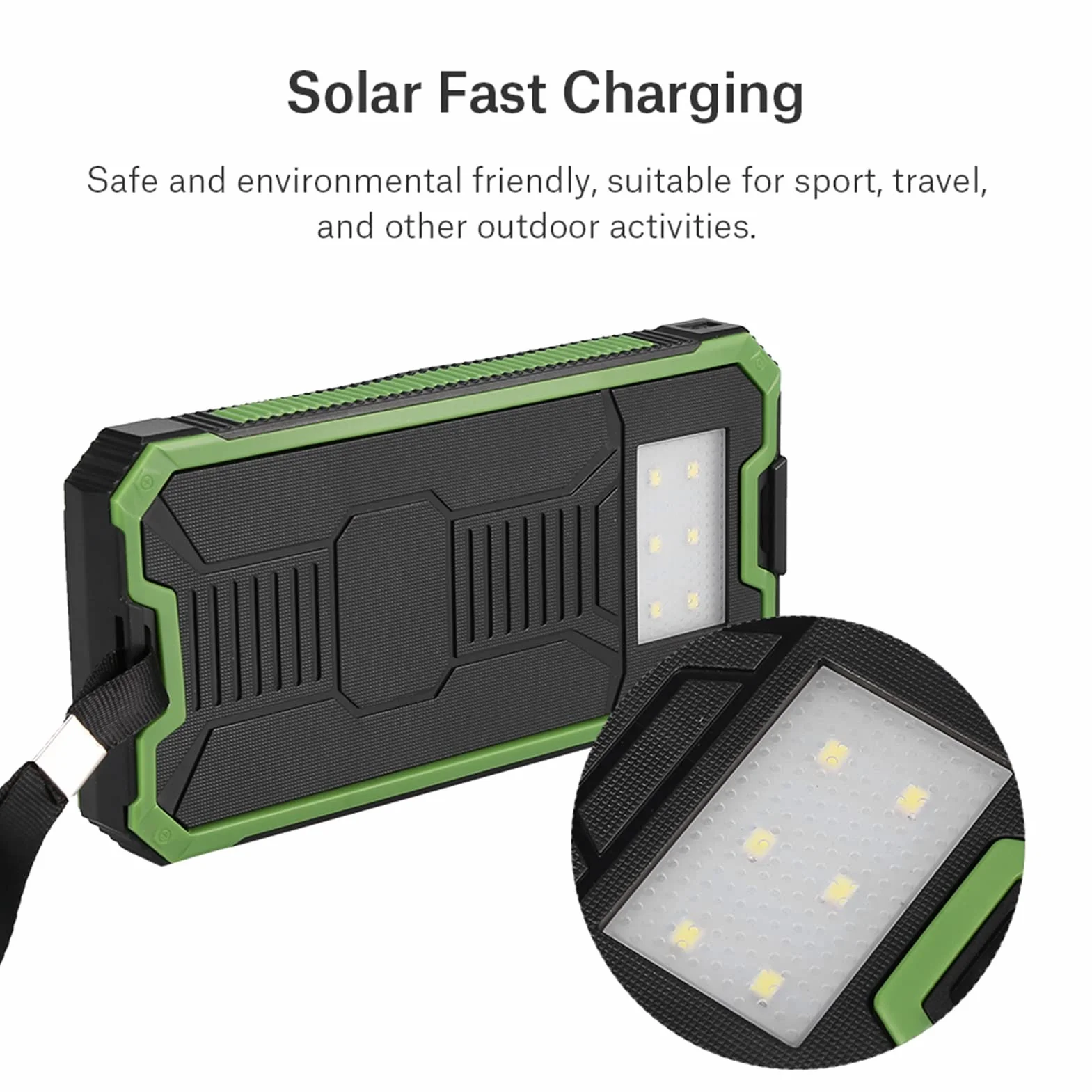 Power Bank Solar Charger 20000mAh Dual USB Szybkie ładowanie DIY Kit Zielony