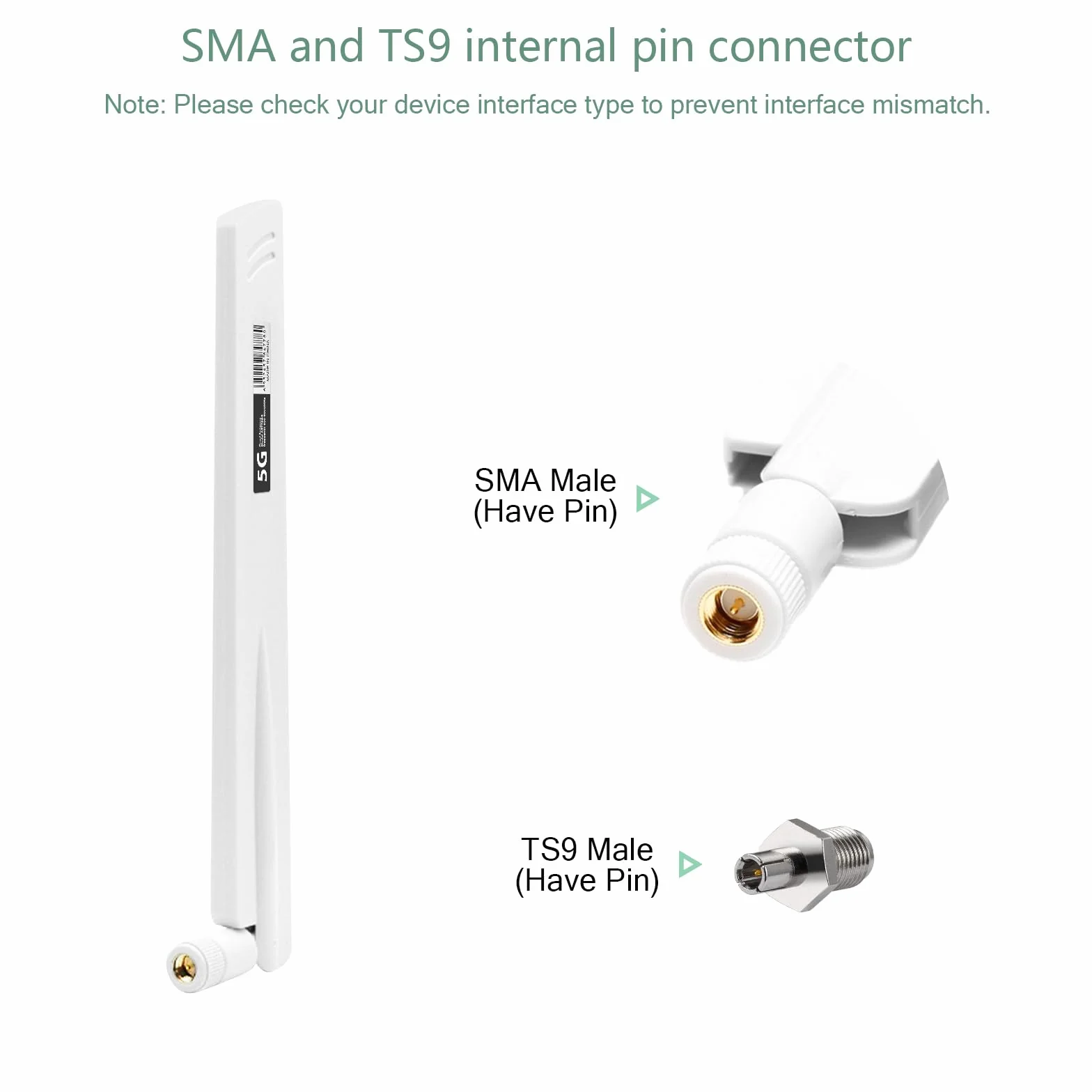 Antena 5G LTE 4G 18DBI wzmacniacz sygnału SMA TS9 wielokierunkowa 600-6000 MHz do routera WLAN biały