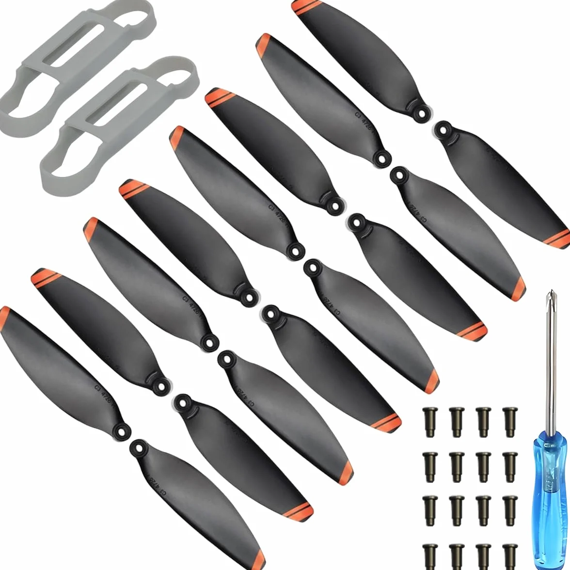 dla DJI Mini 4K/Mini 2/Mini 2 SE/Mini SE Śmigła, 16 szt. Zastąp Ostrza Niski poziom hałasu Quick-Release Wings for DJI Mini 4K 2 SE Drone Repair with Screws and Screwdriver (pomarańczowe)