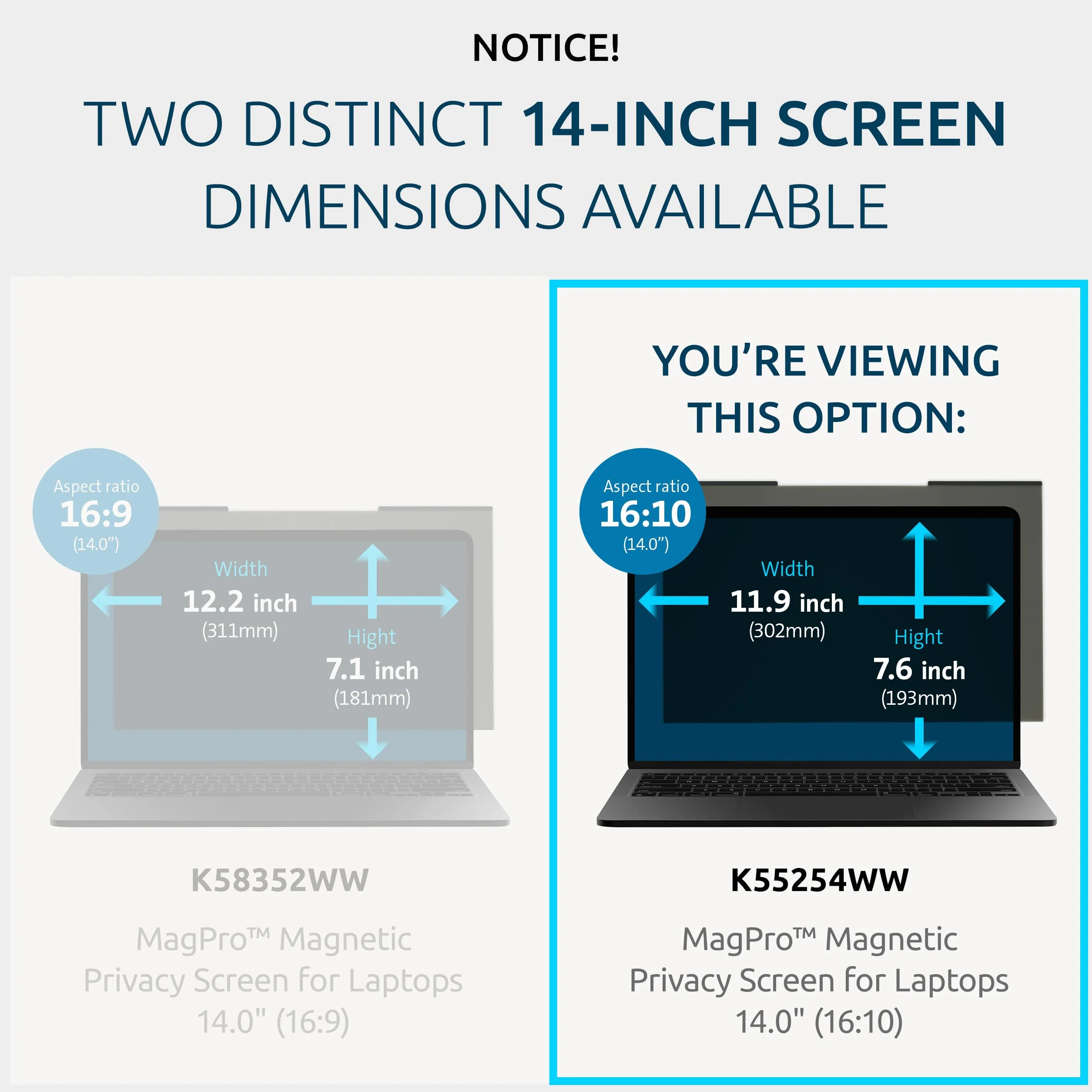 Kensington MagPro Magnetic Filtr Prywatyzujący Ekran 14 cali 16:10 Ochrona Niebieskie Światło Przeciwodblaskowa
