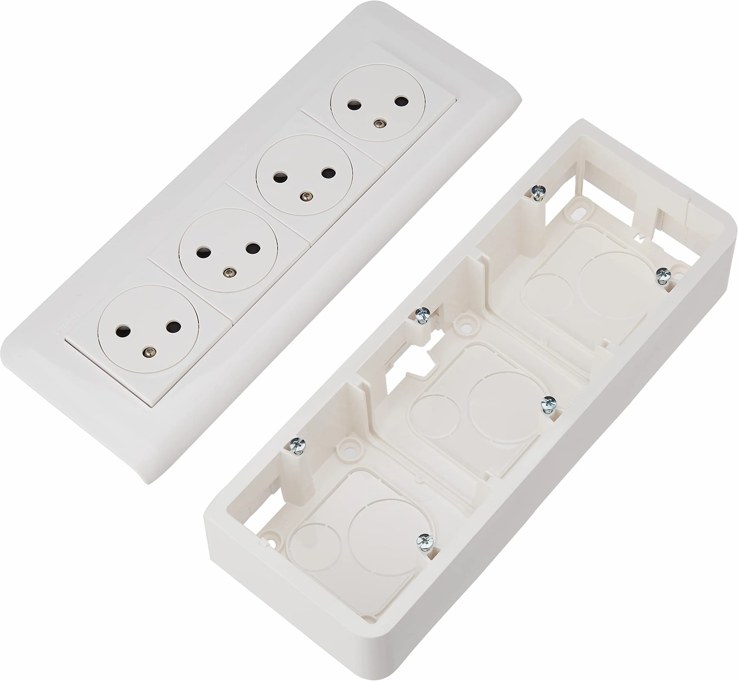 4 x 2P+T 16A/250V - Link mozaikowy zakres 45° - Innowacyjny Łatwy montaż - Wstępnie przewodowe gniazdo z płytką i ramką - Biały - 200073 - Legrand