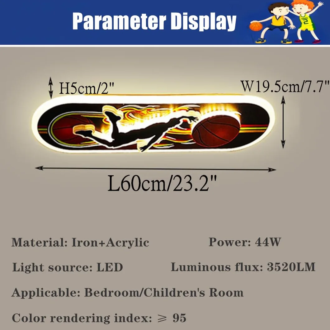 Lampa sufitowa LED do koszykówki design dla dzieci lampa ścienna ściemnialna lampa sufitowa dla dzieci LED 44 W deskorolka światło chłopiec sypialnia oświetlenie wewnętrzne oprawy oświetleniowe