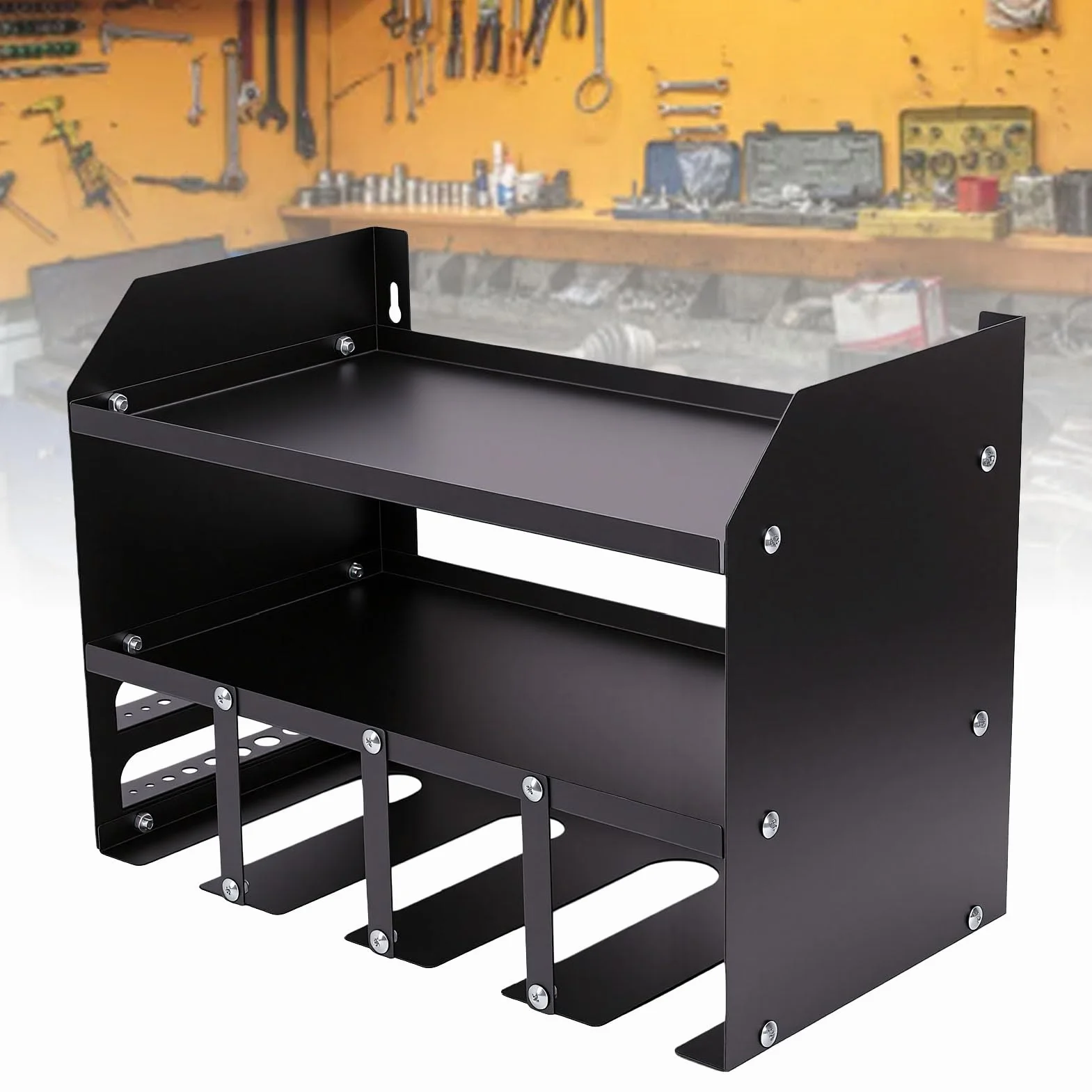 Generic Organizer na Elektronarzędzia do Montażu na ścianie Wytrzymały Metalowy Stojak do Przechowywania Narzędzi ze stacją ładującą Garażu Warsztatowego Pojemność 280 Funtów