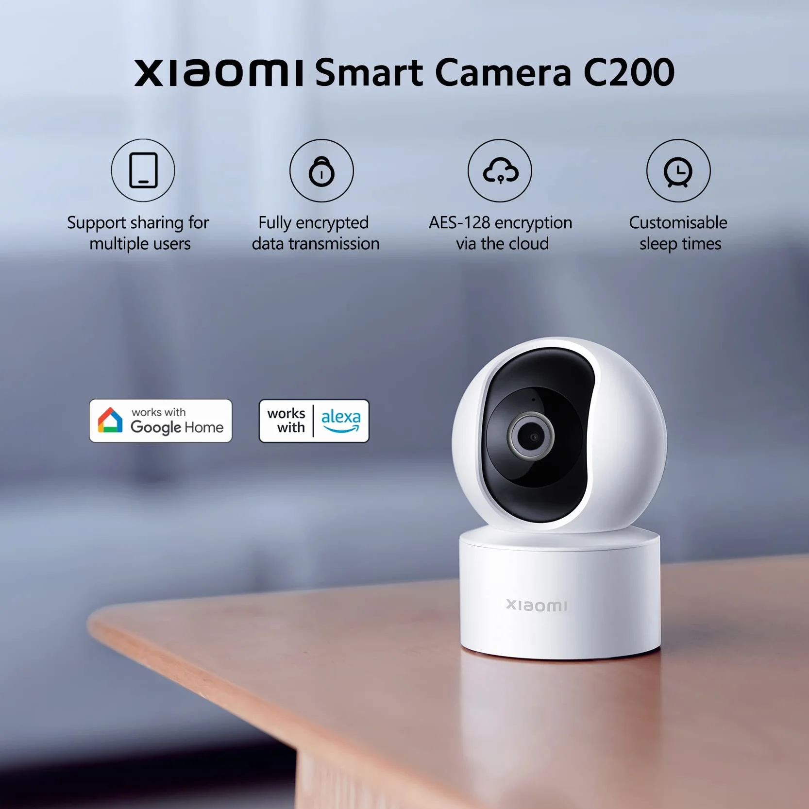 XIAOMI Mi Smart C200 Kamera Wewnętrzna 360° 1080p Wi-Fi, Inteligentne Wykrywanie AI, Dwukierunkowy Dźwięk, Biały