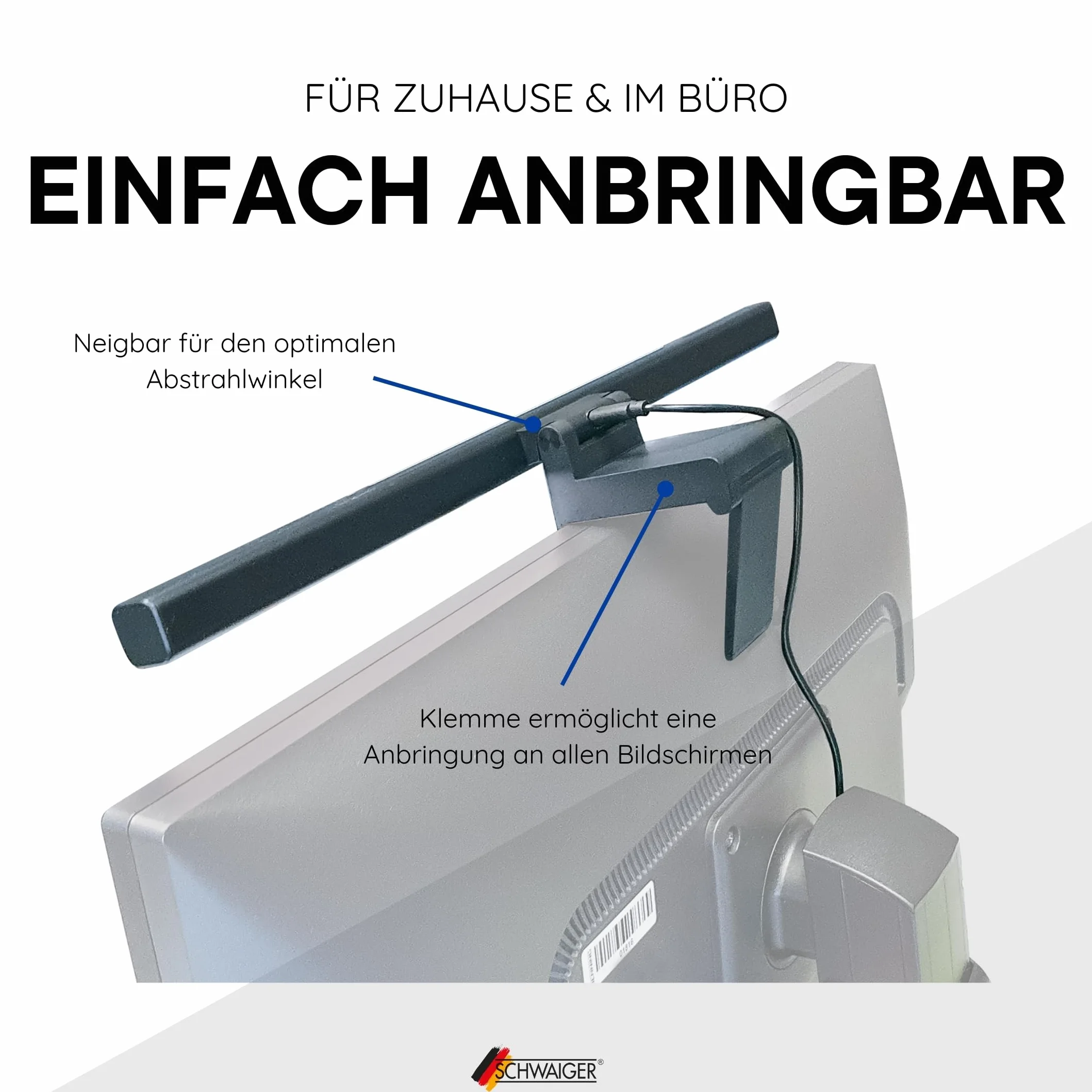 SCHWAIGER lampka do monitora LED z czujnikiem dotykowym screenbar ściemniana USB