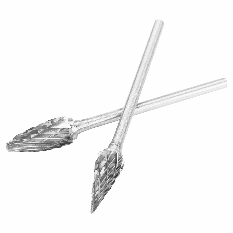Pilniki obrotowe do frezów stalowych, 10 sztuk 2,35 x 6 mm frezy obrotowe frezy z węglika wolframu stal zestaw narzędzi do rzeźbienia metalu