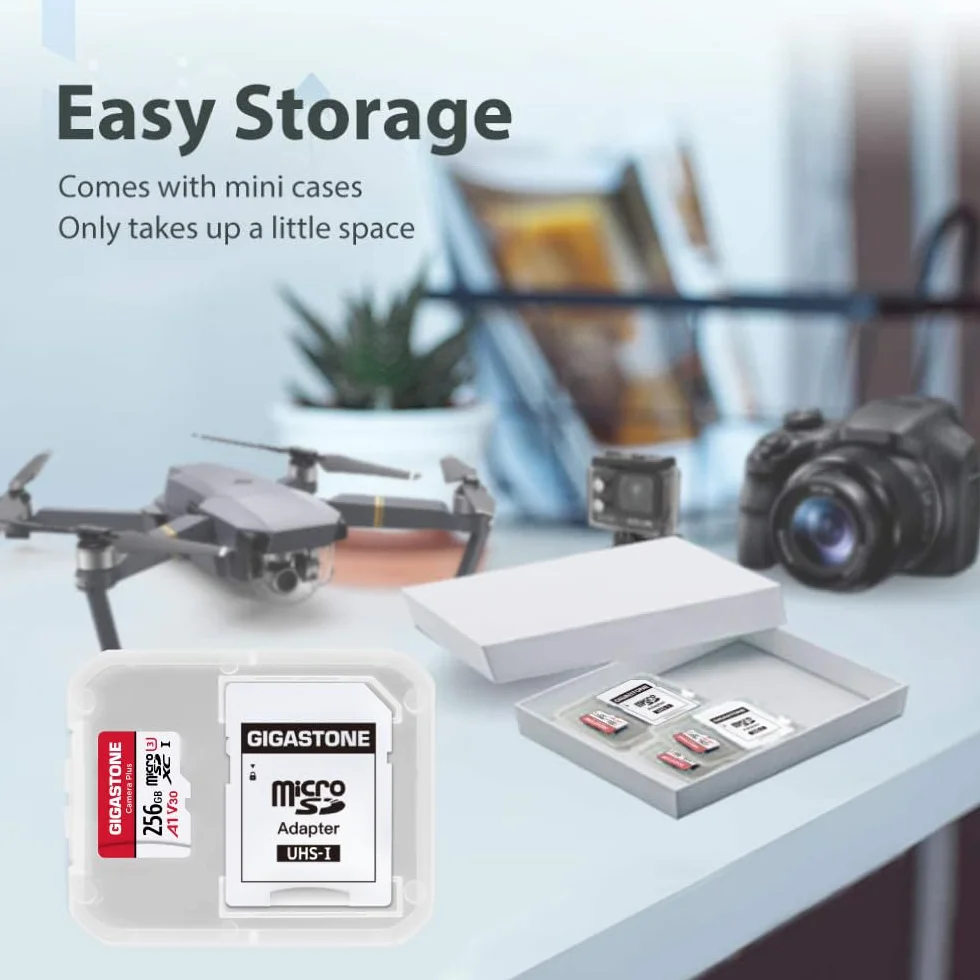 Gigastone Carte Mémoire 256 Go Lot de 2, Micro SDXC U3 95 Mo/s pour Caméra Drone GoPro