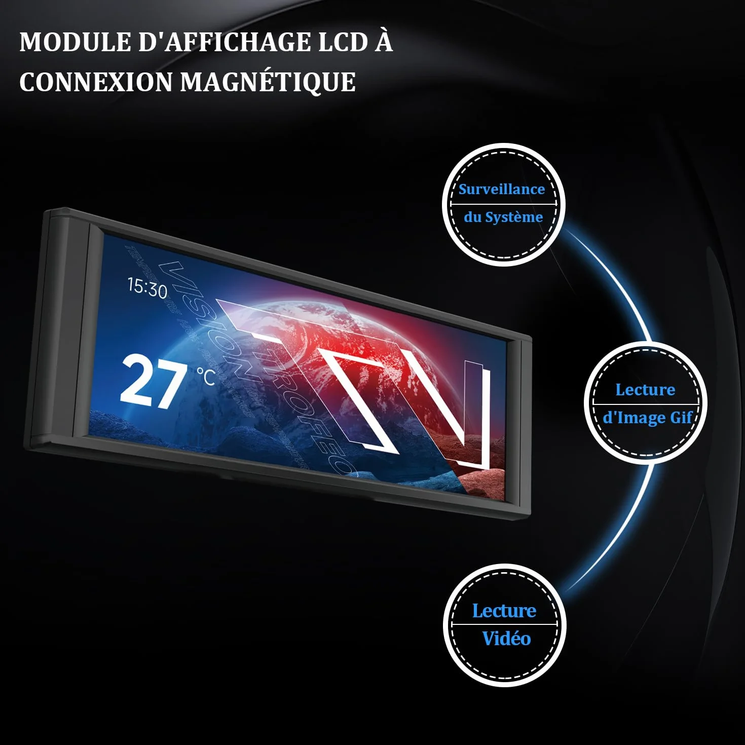 Thermalright Trofeo Vision LCD czarny 6,86 cala obudowa IPS wyświetlacz chłodzący wodą 1280x480