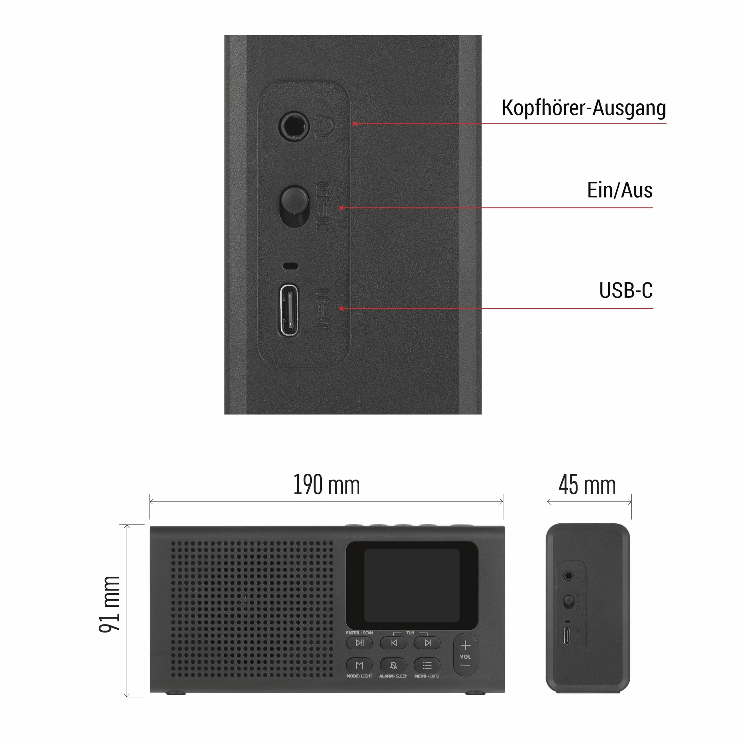 EMOS Radio DAB+ Bluetooth przenośne radio cyfrowe budzik 40 miejsc pamięci DAB+FM kolorowy wyświetlacz TFT LCD