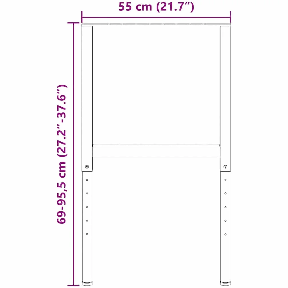 Regulowany stelaż stołu warsztatowego, 2 sztuki, metalowy, czarny, 55 x (69-95,5) cm, z regulacją wysokości, do warsztatu, garażu, dla majsterkowiczów, rzemieślników, budownictwa mebli
